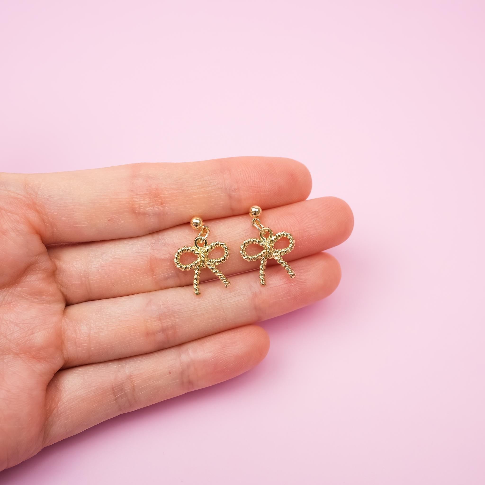 Gold Bow Dangle Earrings - Mini Story Co