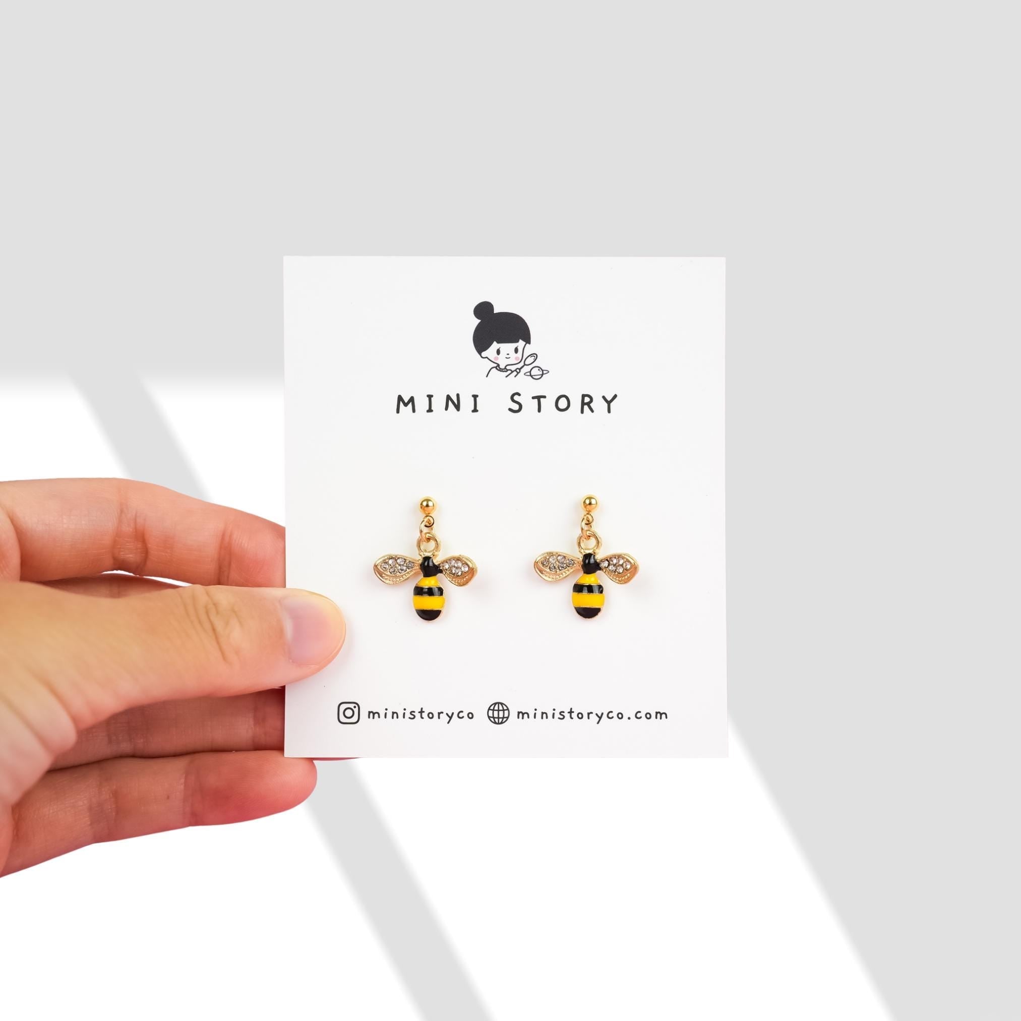 Gold Bumblebee Dangle Earrings - Mini Story Co