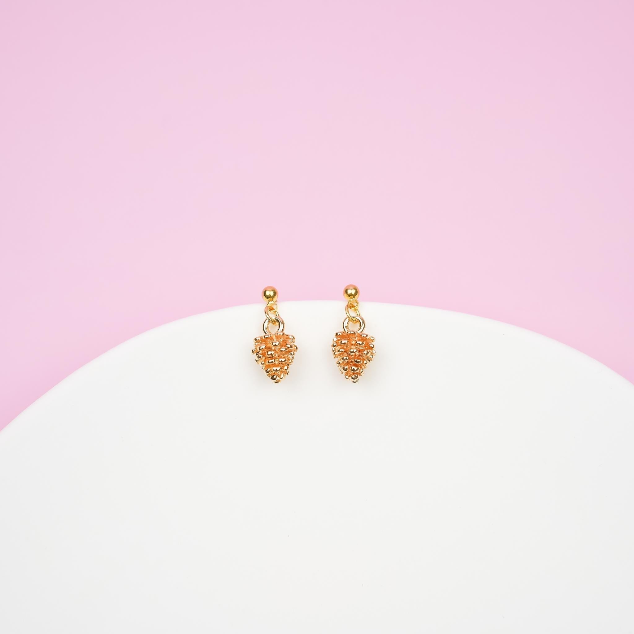 Gold Pinecone Dangle Earrings - Mini Story Co