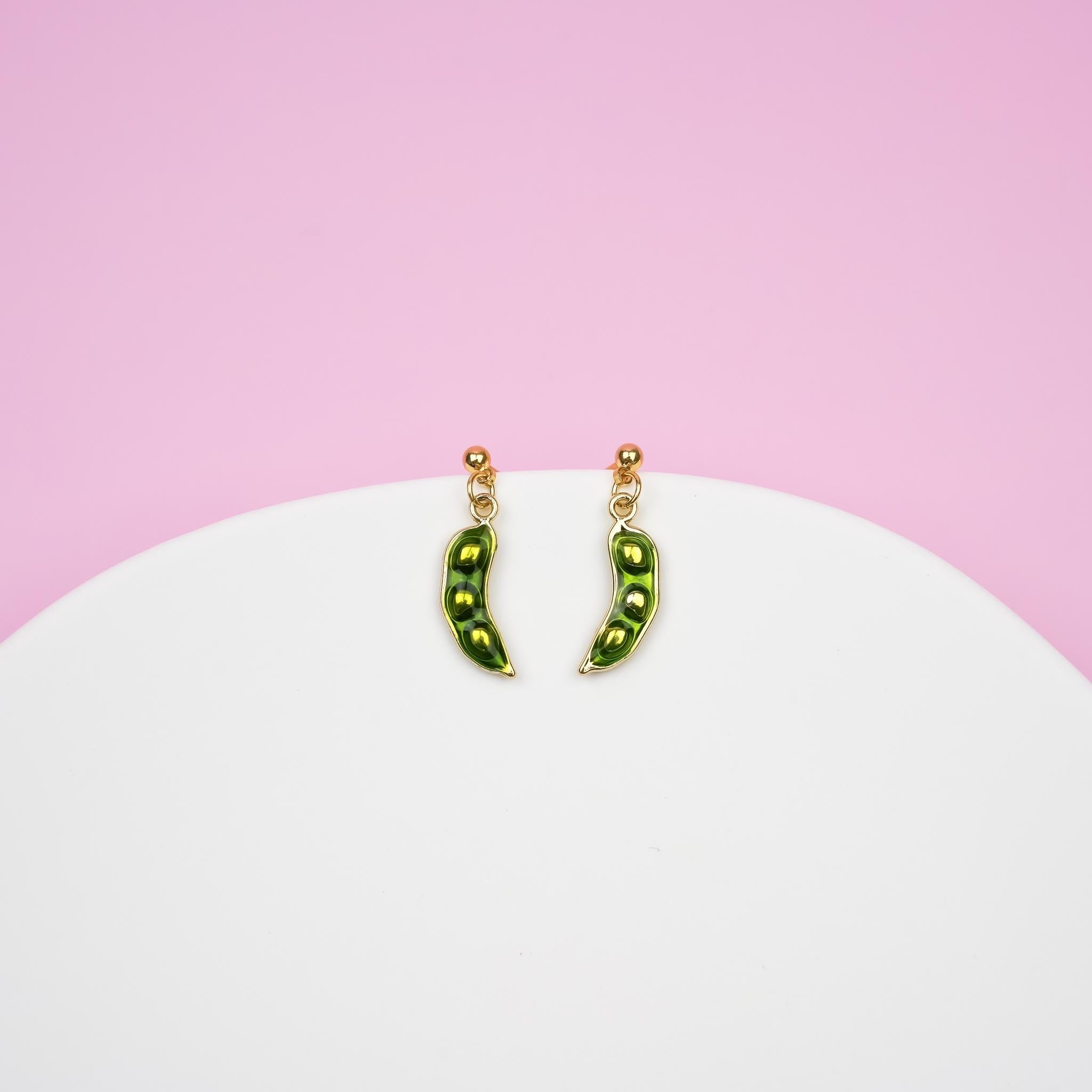 Green Snow Pea Dangle Earrings - Mini Story Co