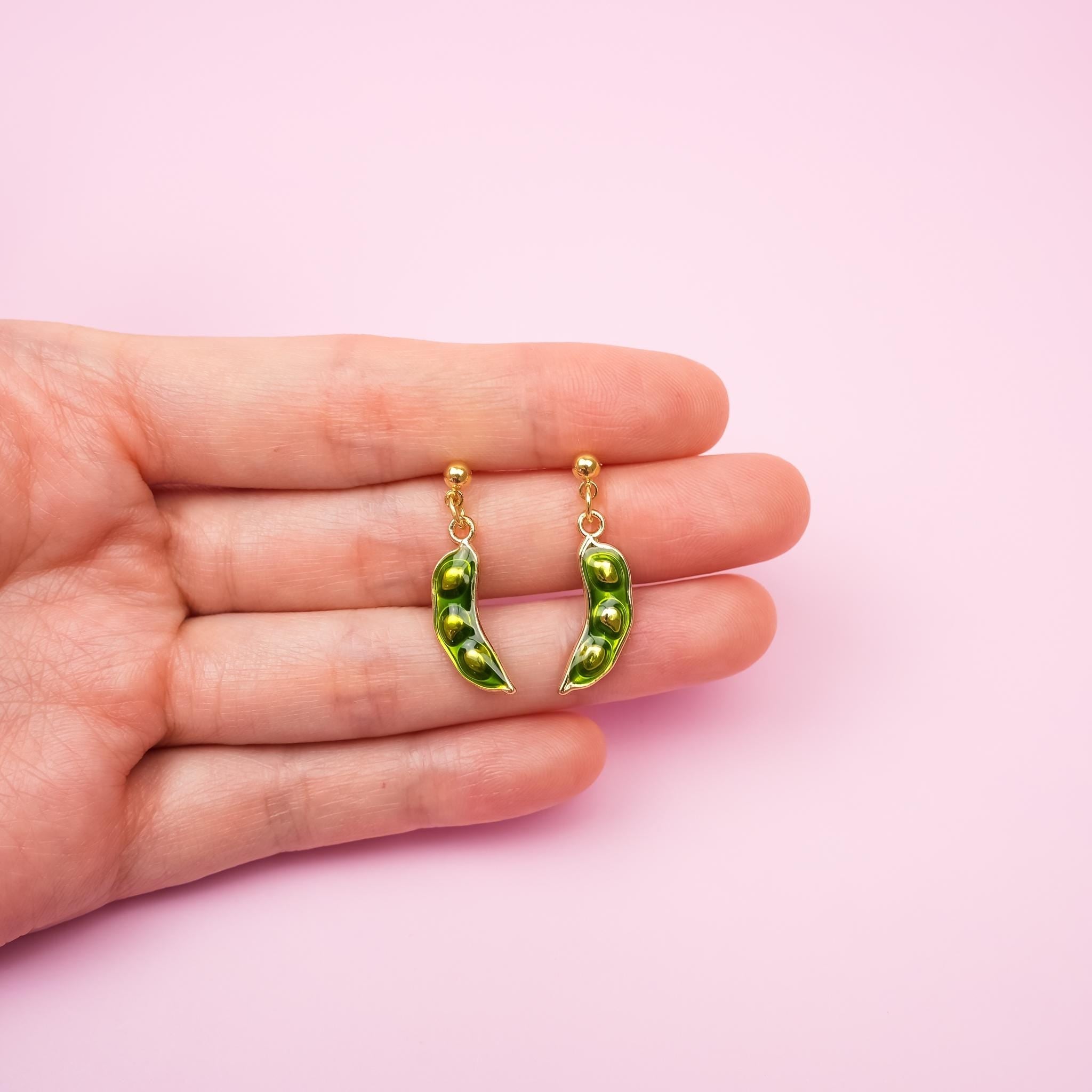 Green Snow Pea Dangle Earrings - Mini Story Co