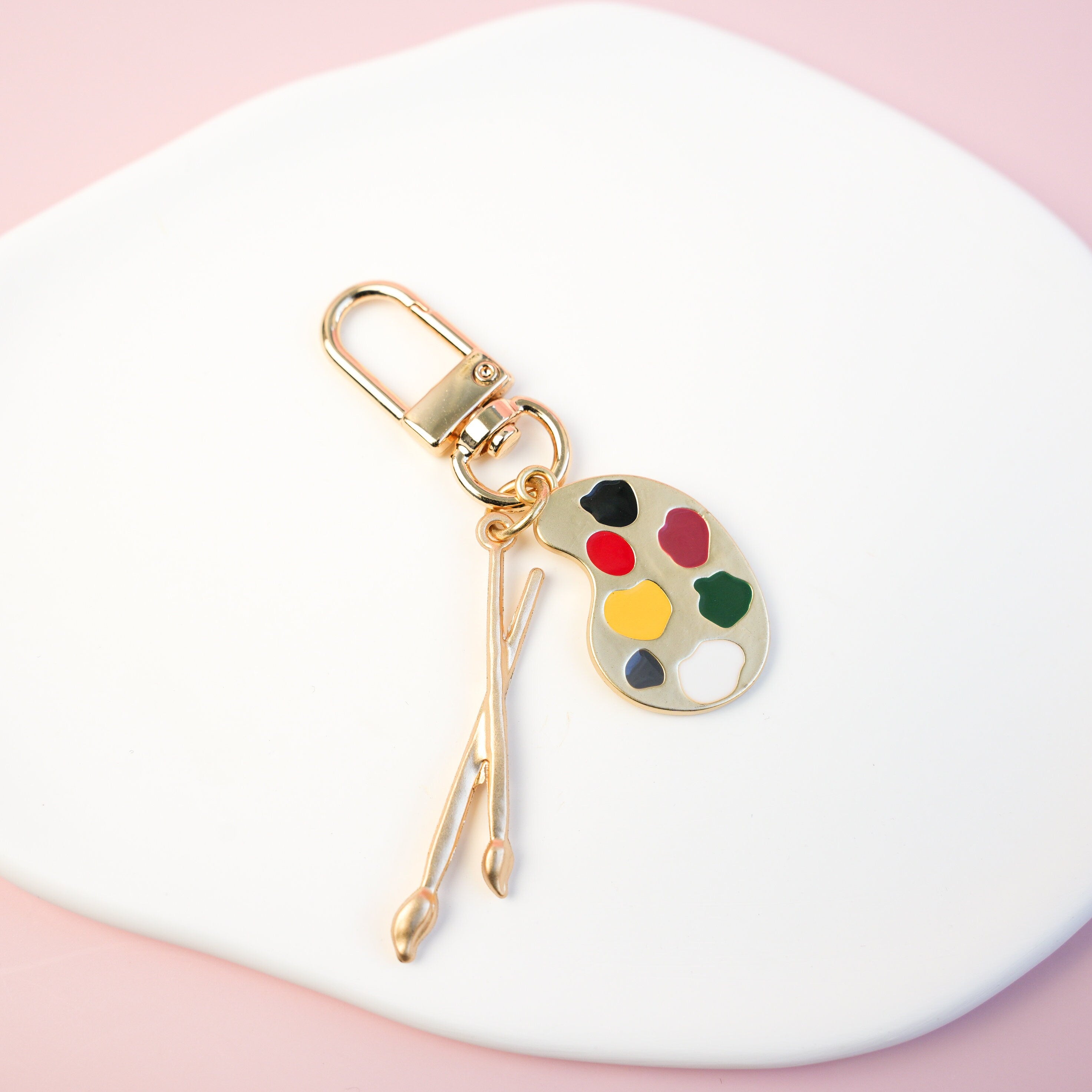 Paint Palette and Brush Keychain