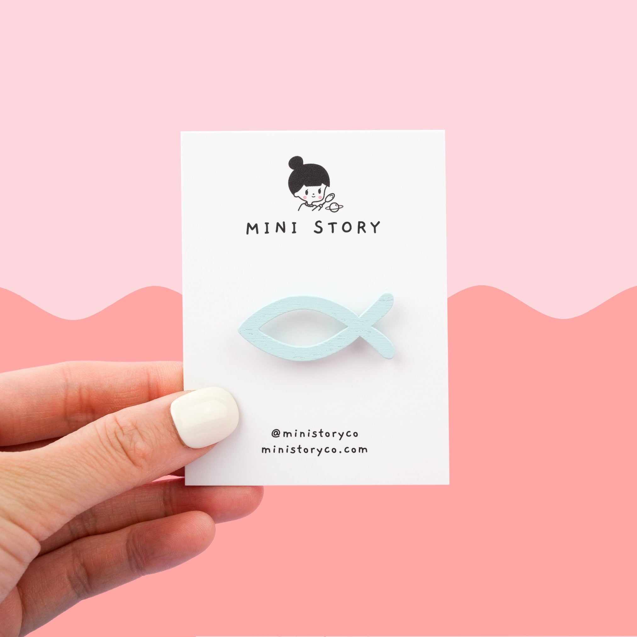 Fish Pin Badge | Cute Wooden Blue Fish Pin