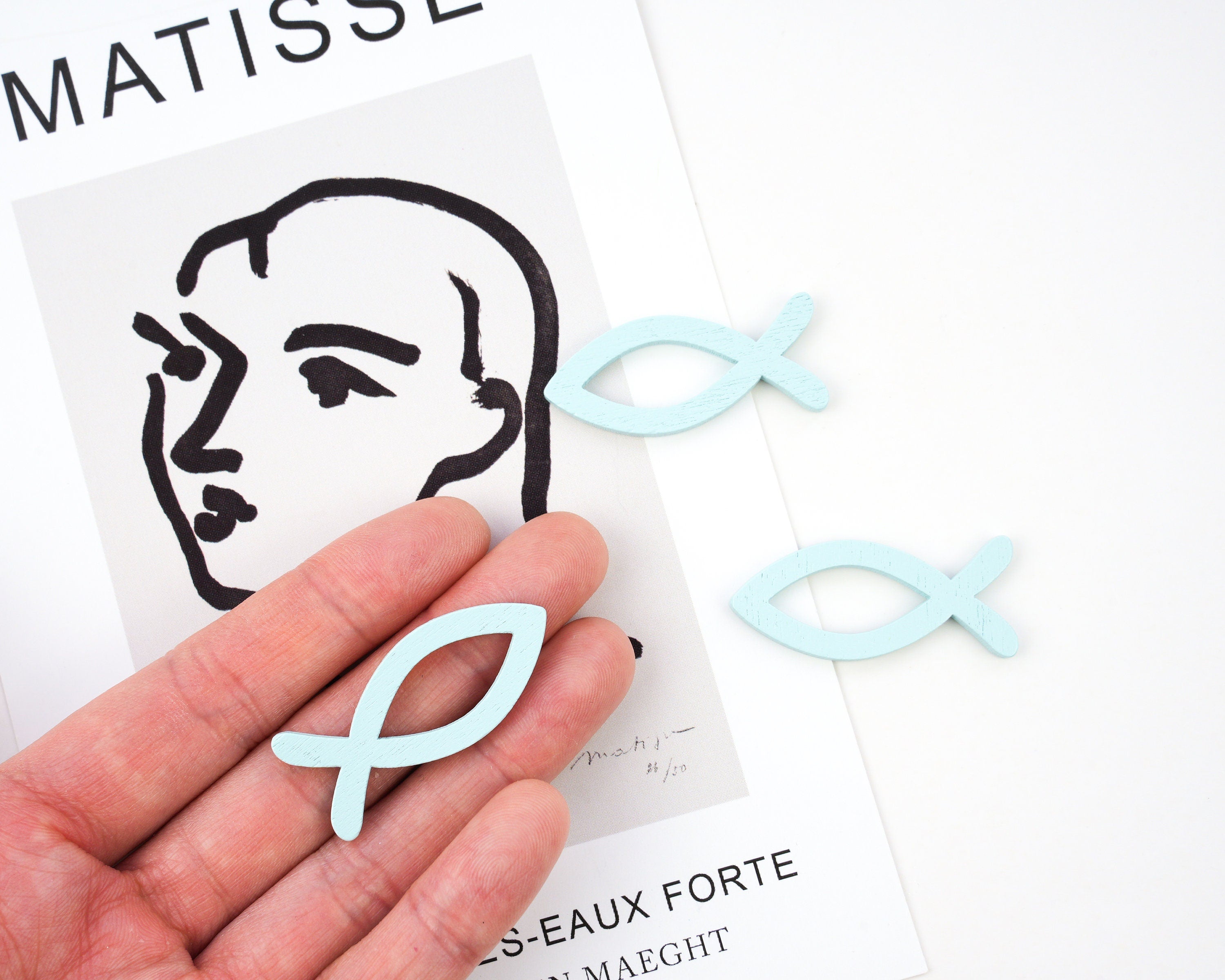 Fish Pin Badge | Cute Wooden Blue Fish Pin