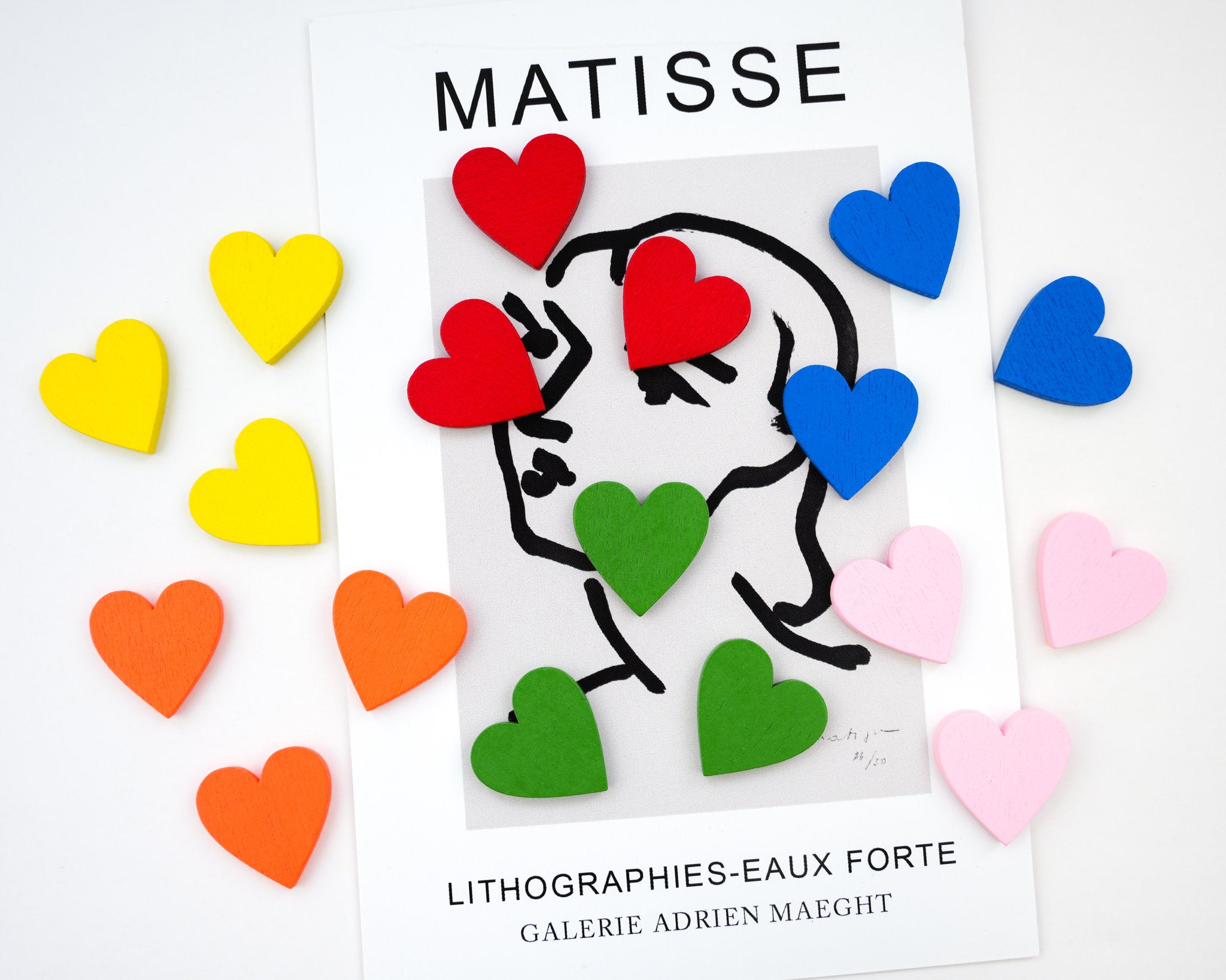 Colourful Wood Heart Magnet Set