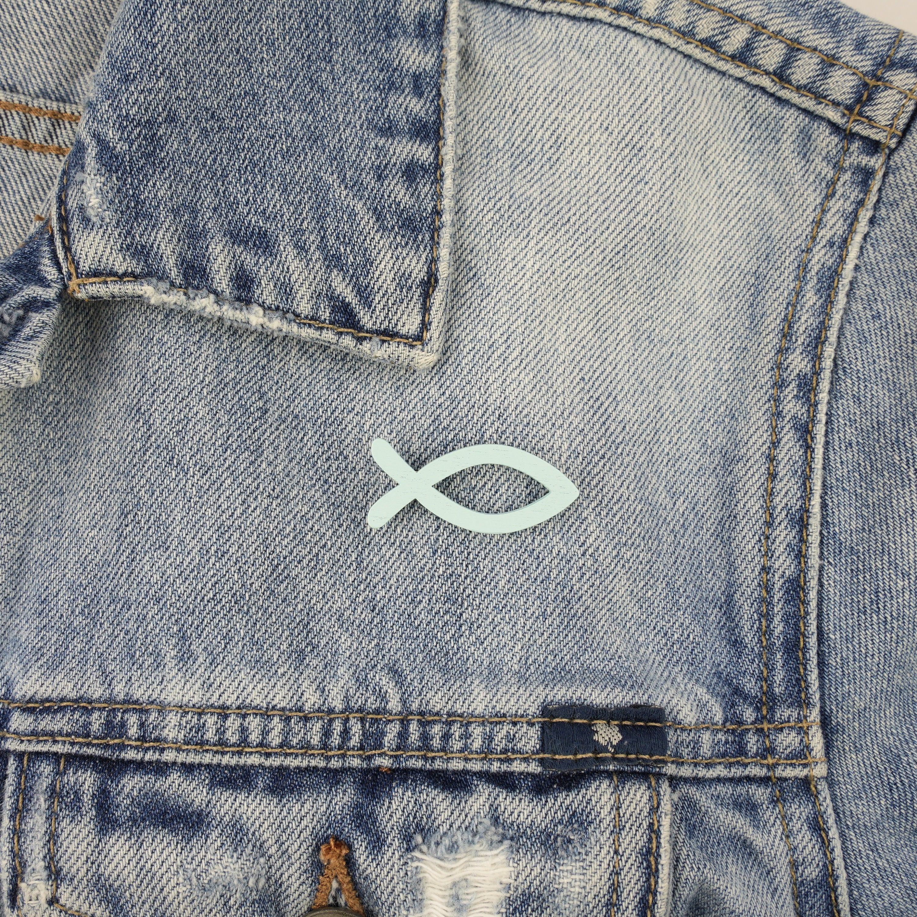 Fish Pin Badge | Cute Wooden Blue Fish Pin