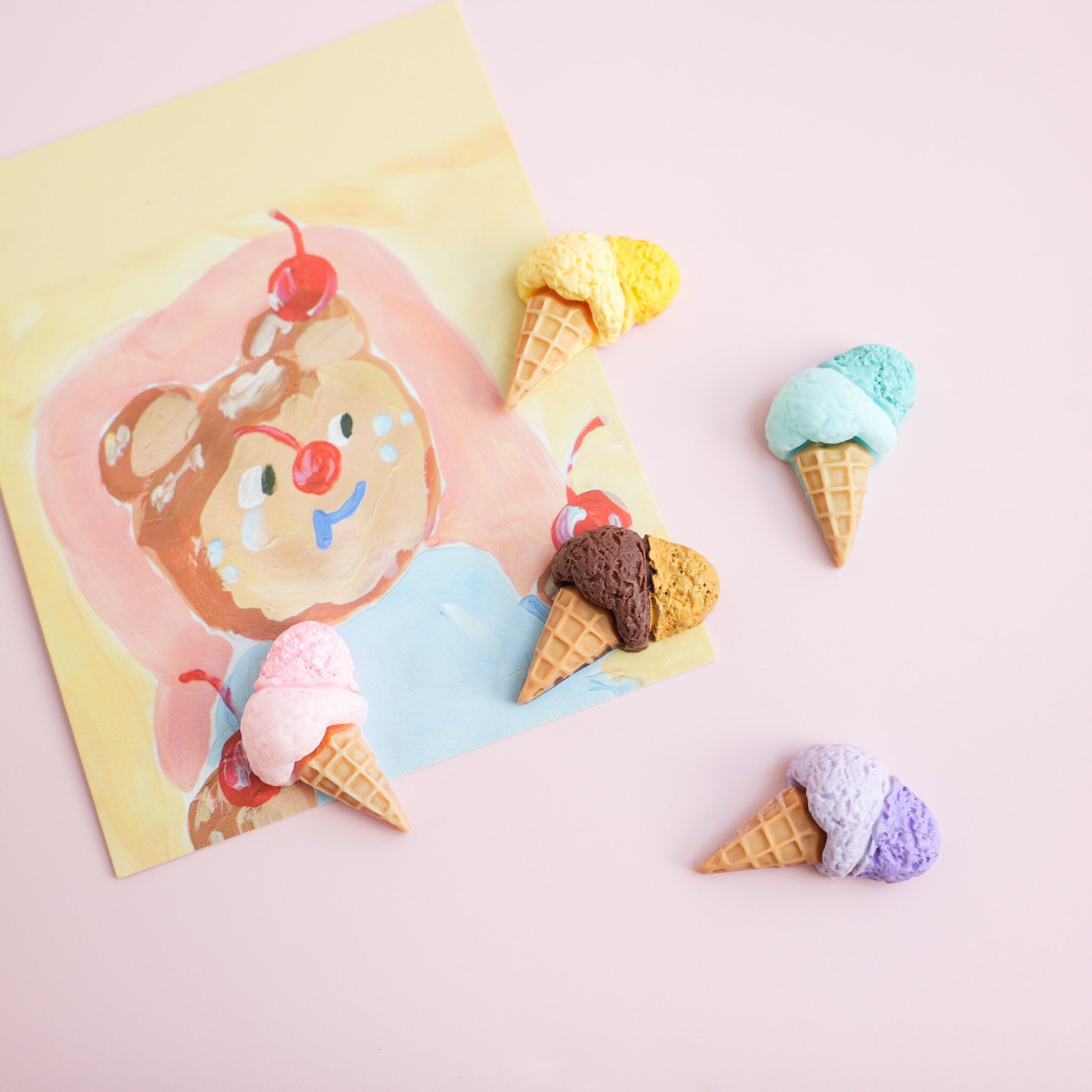 Double Scoop Ice Cream Cone Magnet Set
