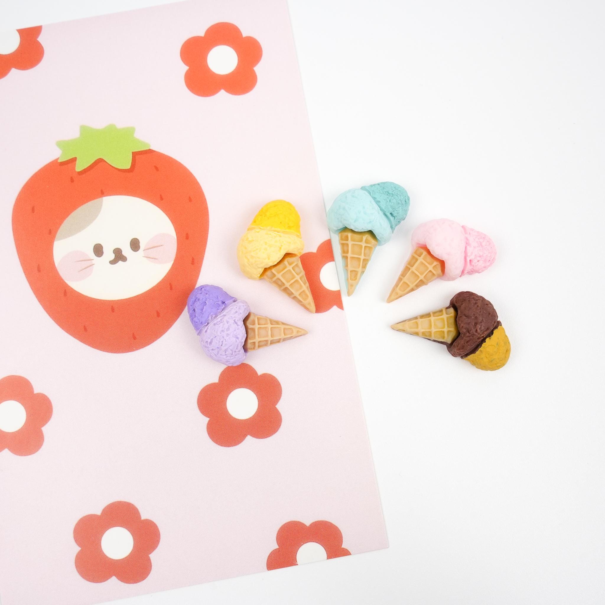 Double Scoop Ice Cream Cone Magnet Set