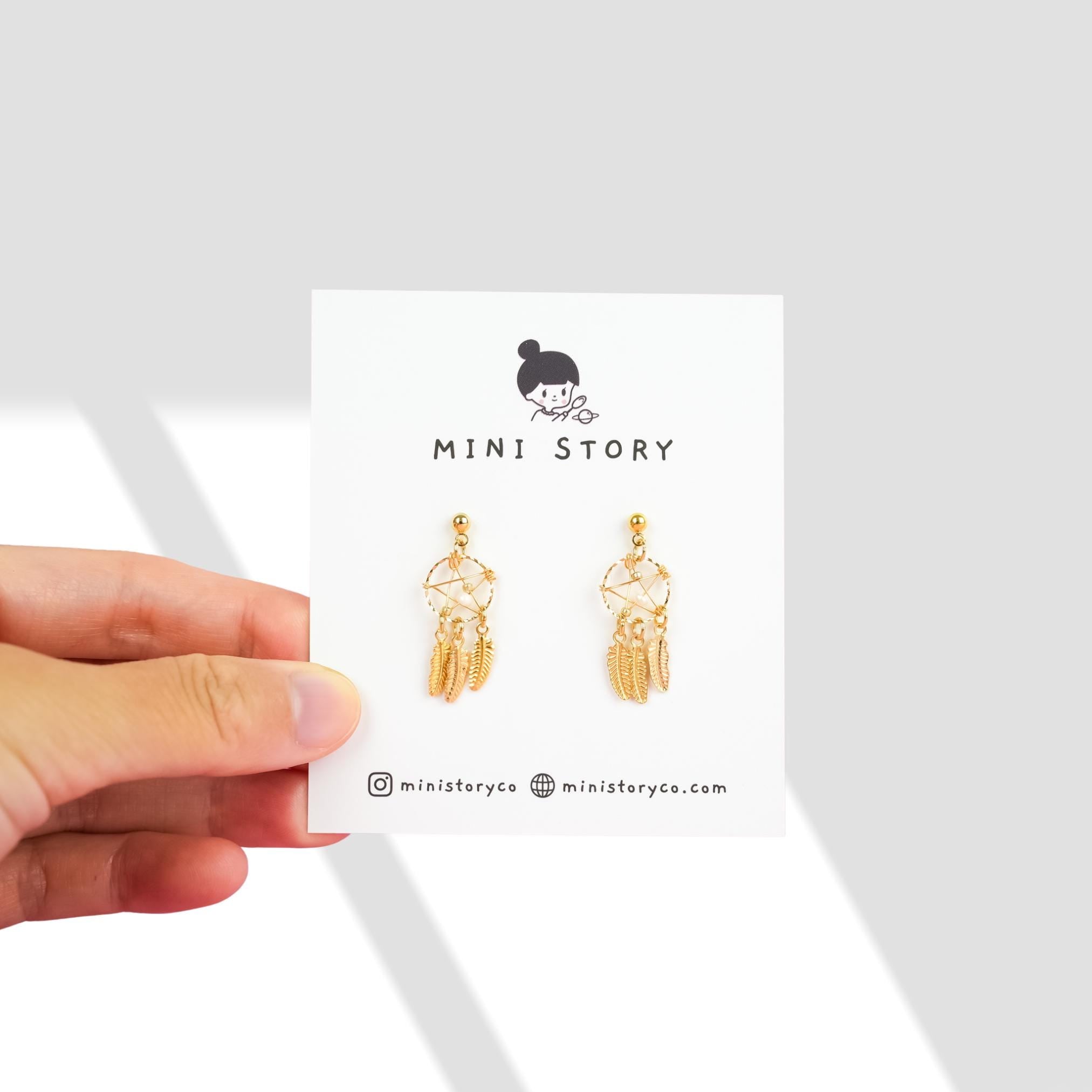 Gold Dreamcatcher Dangle Earrings