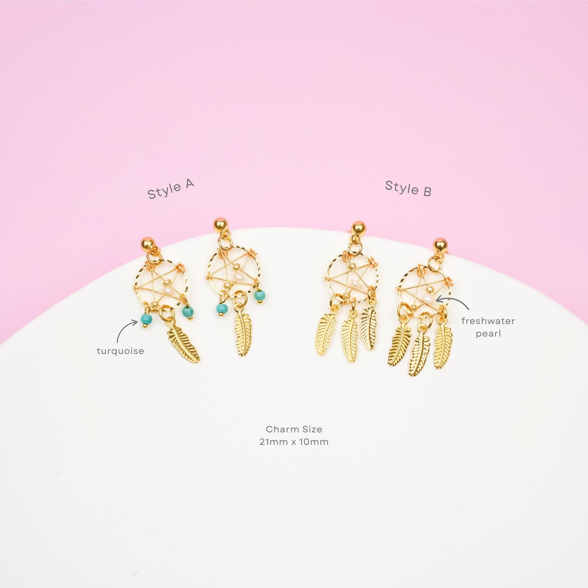 Gold Dreamcatcher Dangle Earrings