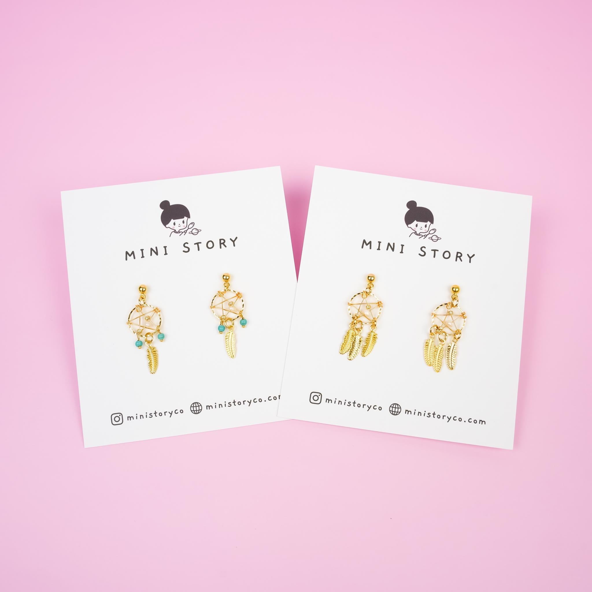 Gold Dreamcatcher Dangle Earrings