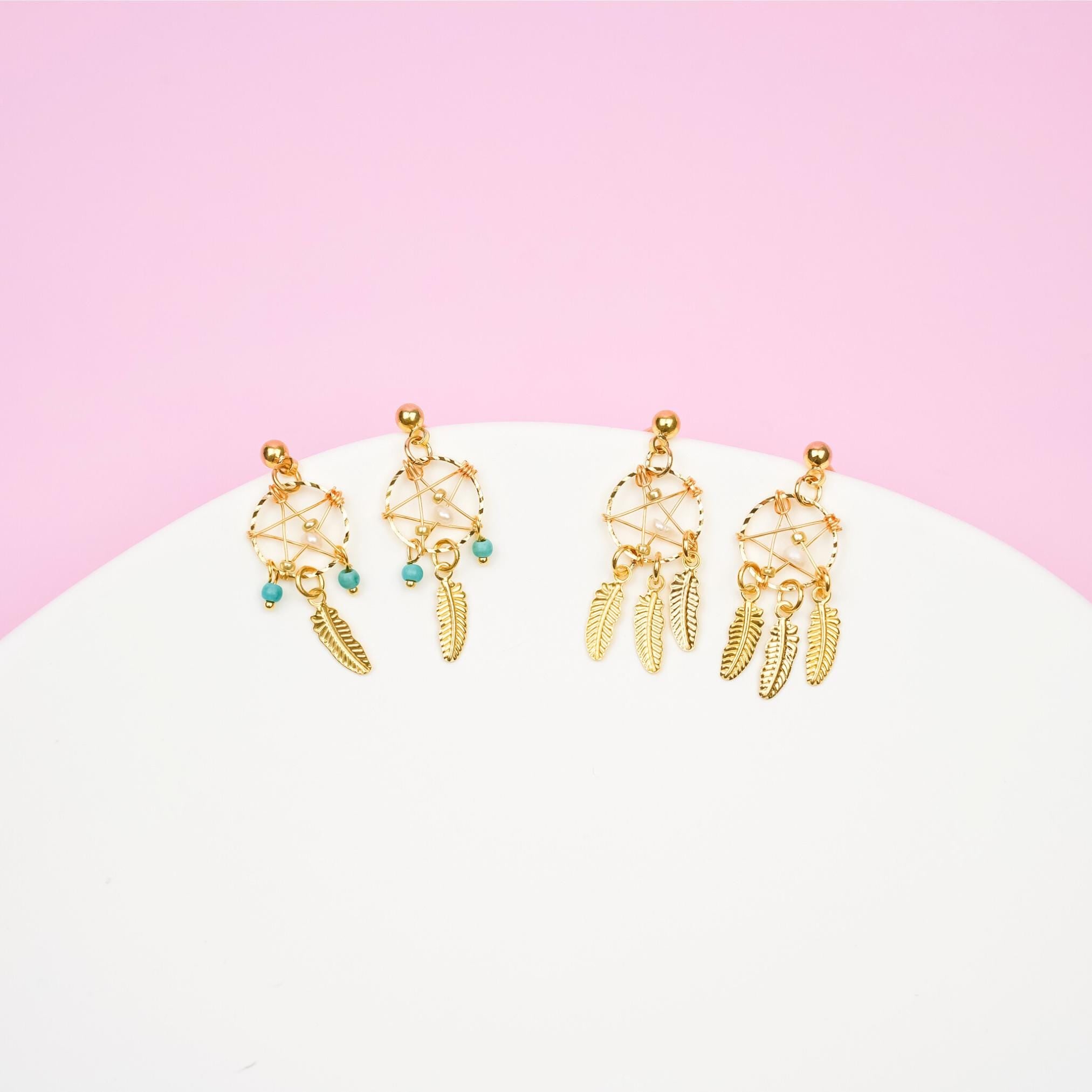 Gold Dreamcatcher Dangle Earrings