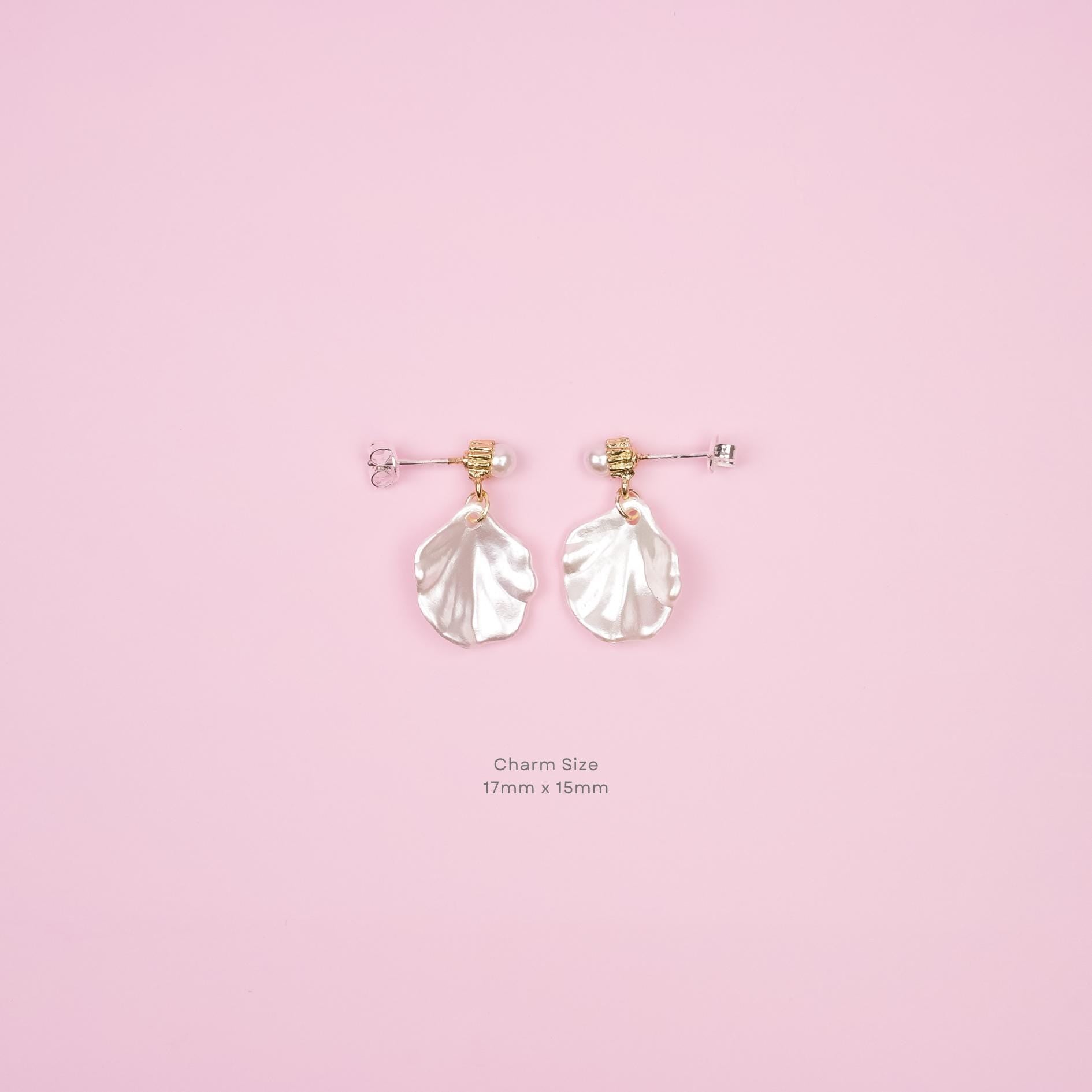 White Shell Pearl Dangle Earrings | Seashell Earrings | Handmade Boho Dangly | Gold Minimalist Earrings | Ocean Beach Wedding Jewelry