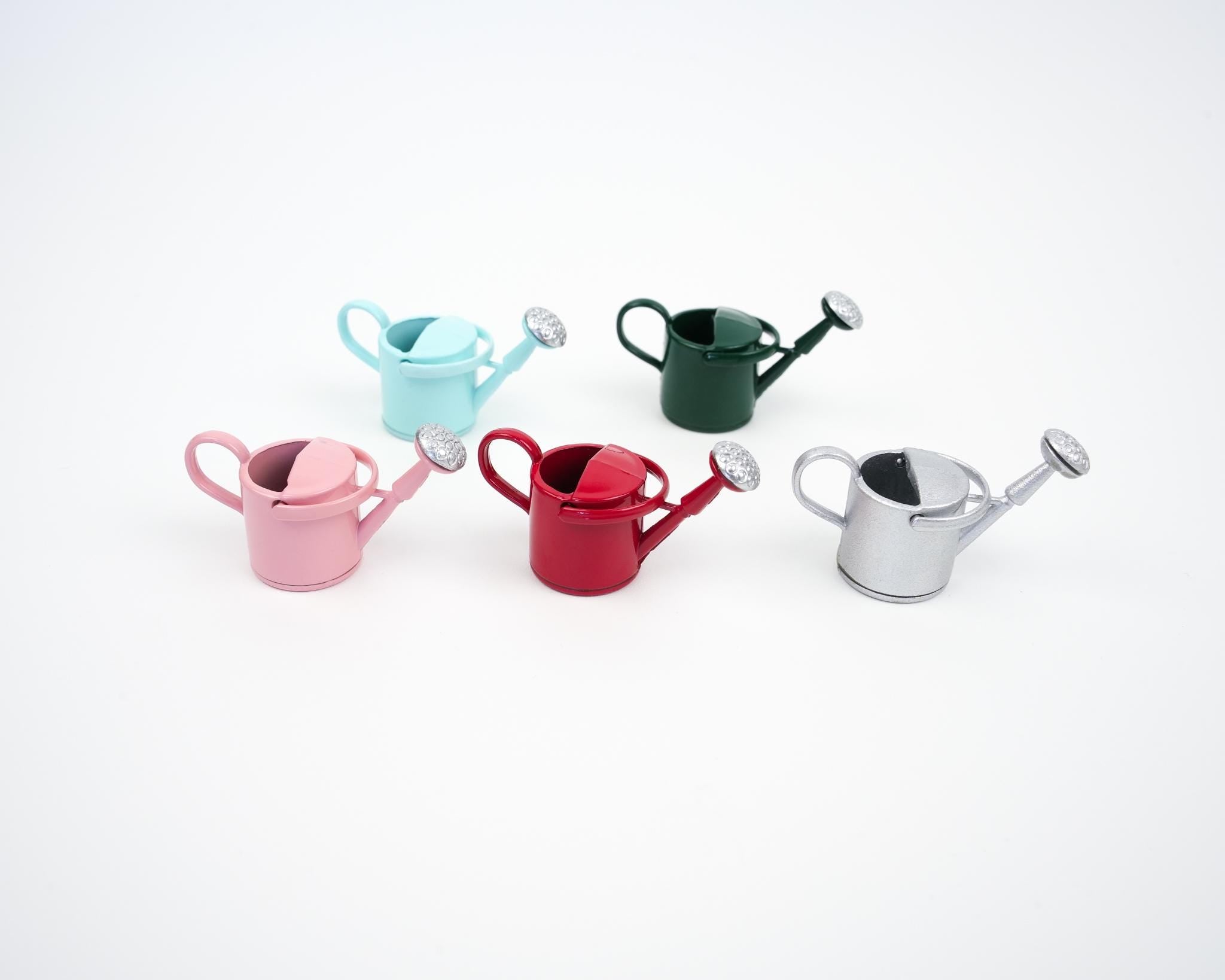 Colourful Watering Can Fridge Magnet | Tiny Garden Flower Watering Pot and Plant Magnet Pair | Gift for Home | Garden Themed Kitchen Decor