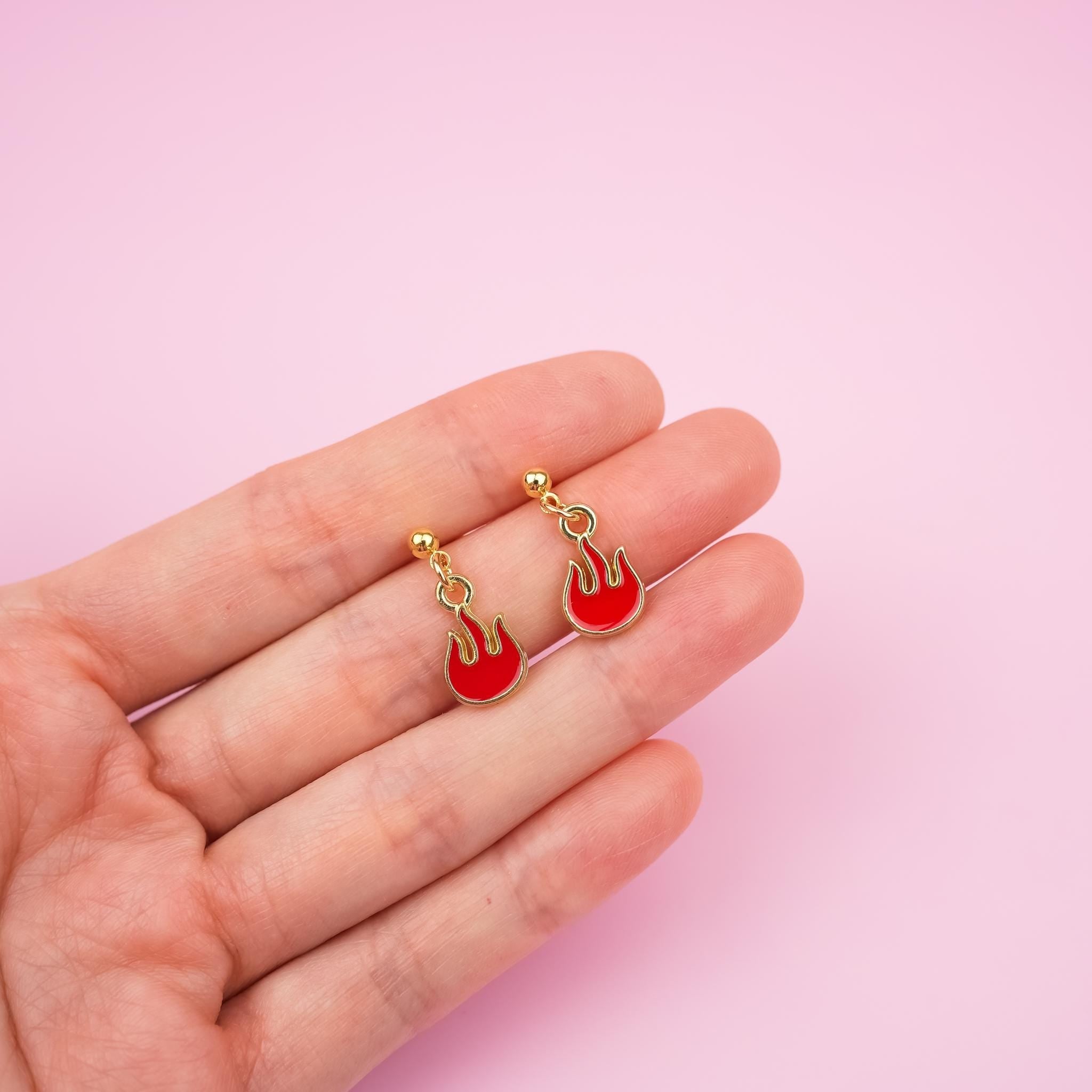 Red Fire Flame Dangle Earrings - Mini Story Co