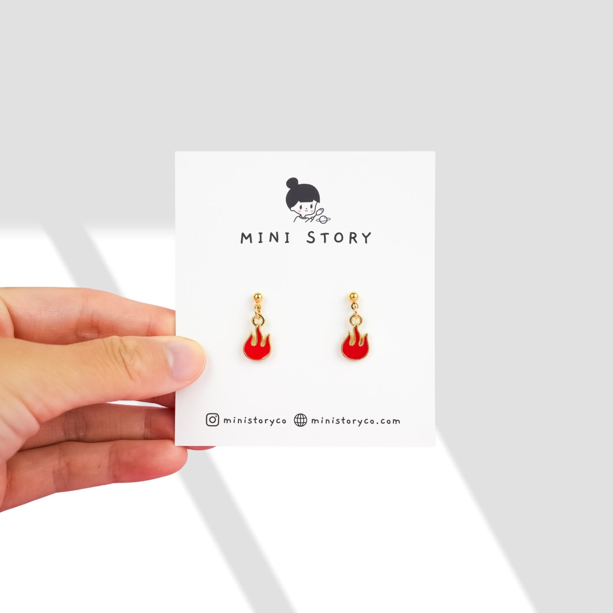 Red Fire Flame Dangle Earrings - Mini Story Co
