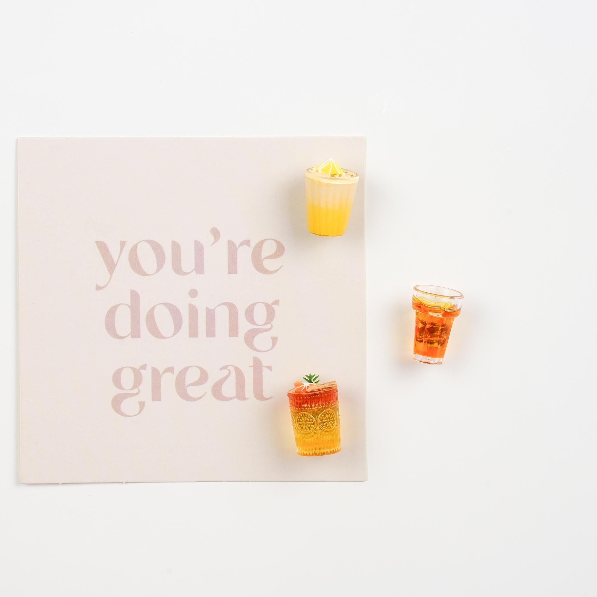 Refreshing Beverage Magnet Set | Iced Coffee, Bubble Tea, Lemon Juice, Soft Drinks, Mocktail Kitchen Decor - Mini Story Co