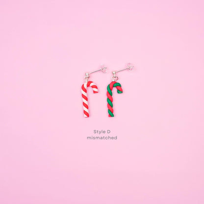 Christmas Candy Cane Dangle Earrings - Mini Story Co