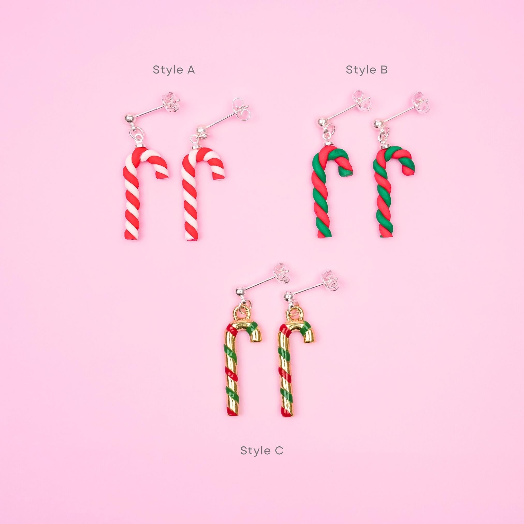 Christmas Candy Cane Dangle Earrings - Mini Story Co