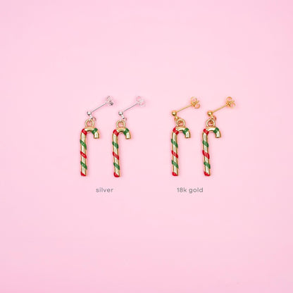 Christmas Candy Cane Dangle Earrings - Mini Story Co