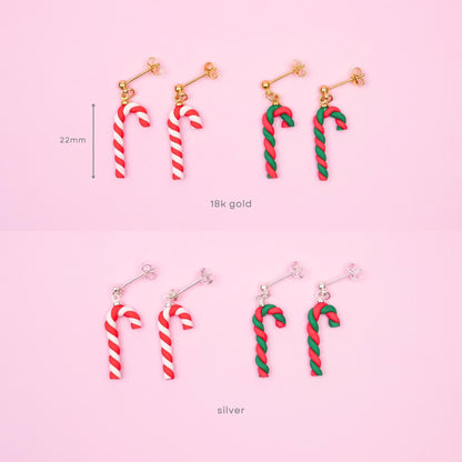 Christmas Candy Cane Dangle Earrings - Mini Story Co