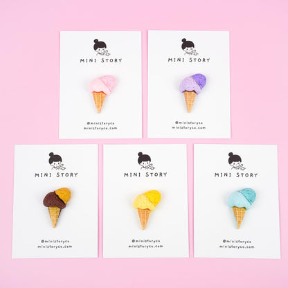 Colourful Double Scoop Ice Cream Pin - Mini Story Co