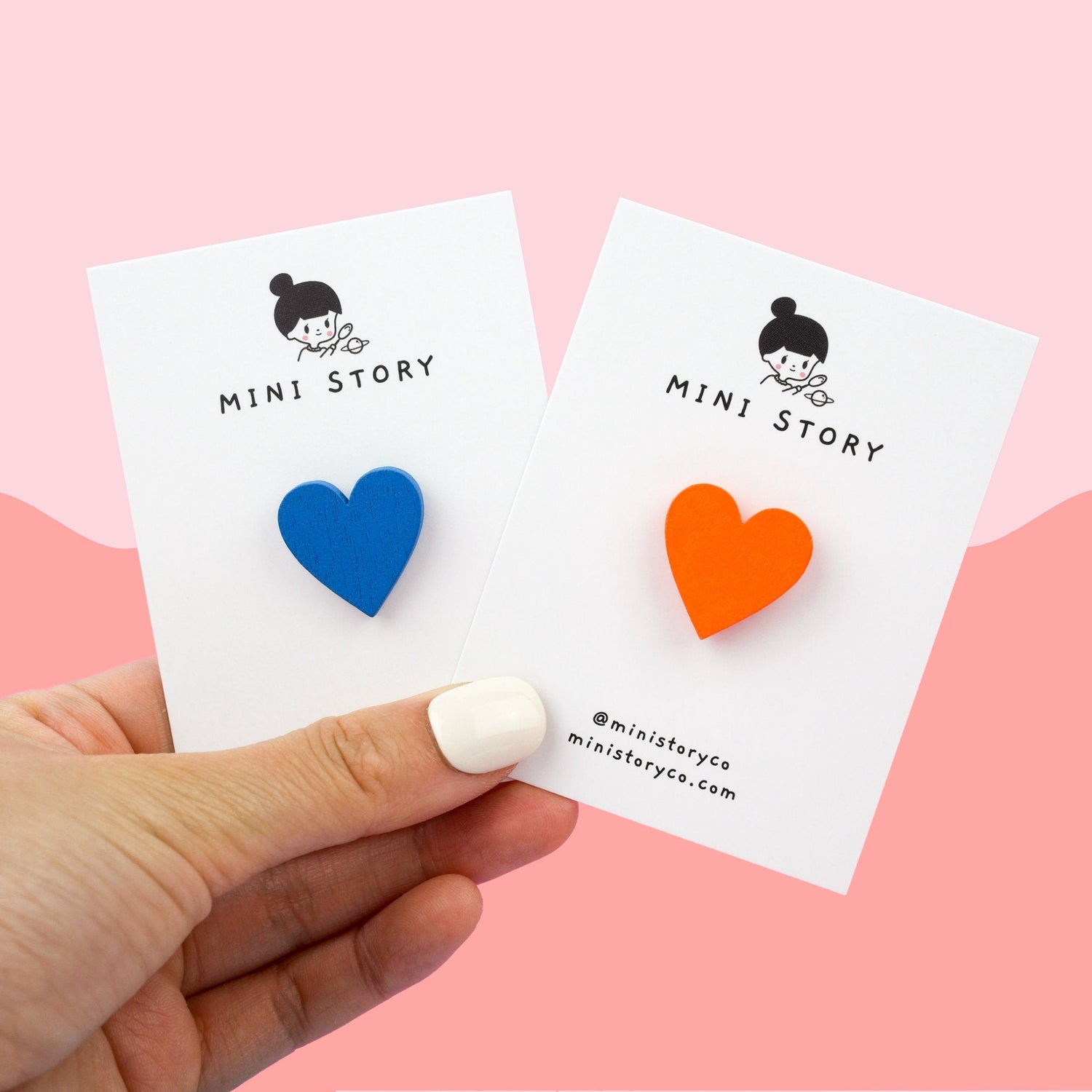 Colourful I LOVE YOU Wood Heart Pin - Mini Story Co