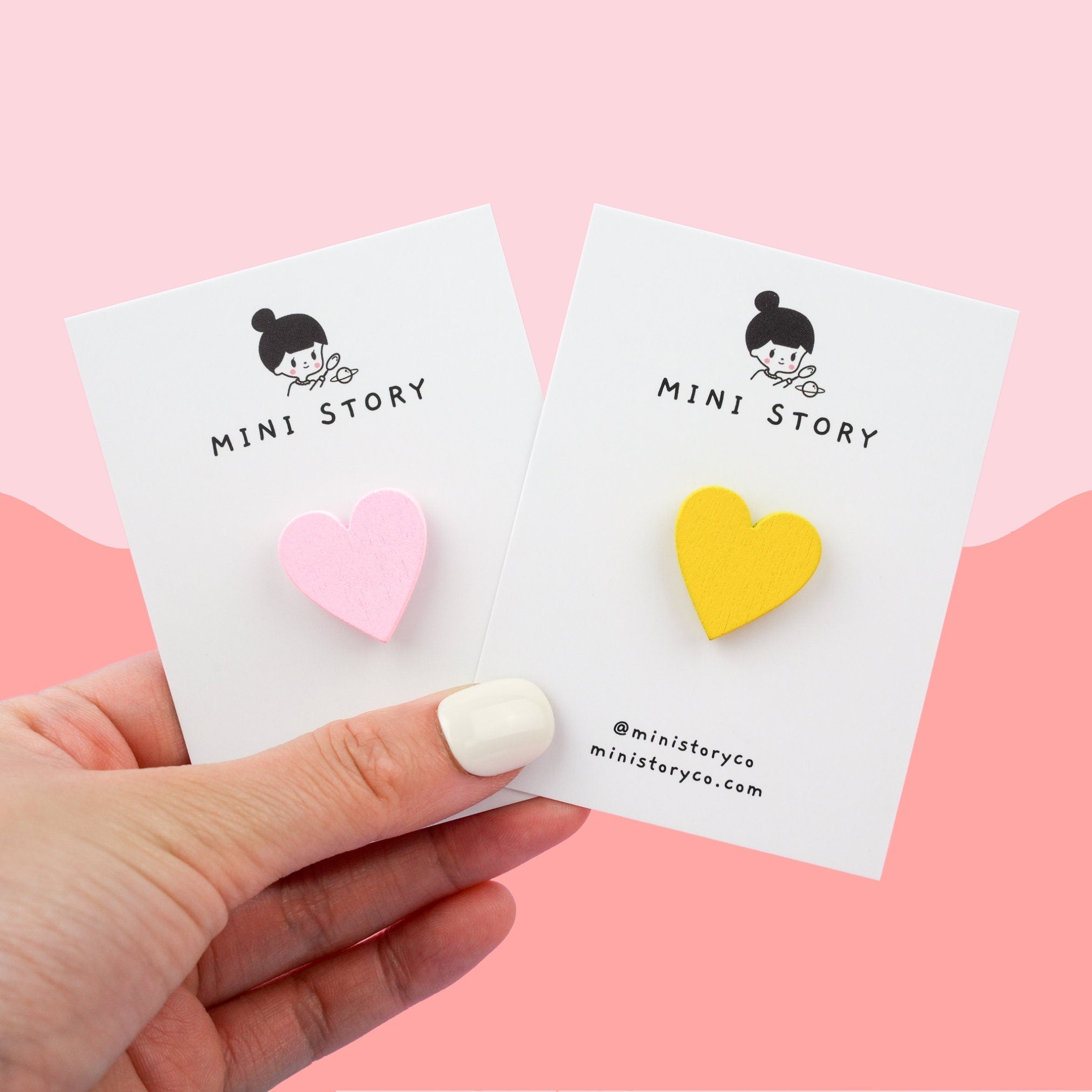 Colourful I LOVE YOU Wood Heart Pin - Mini Story Co