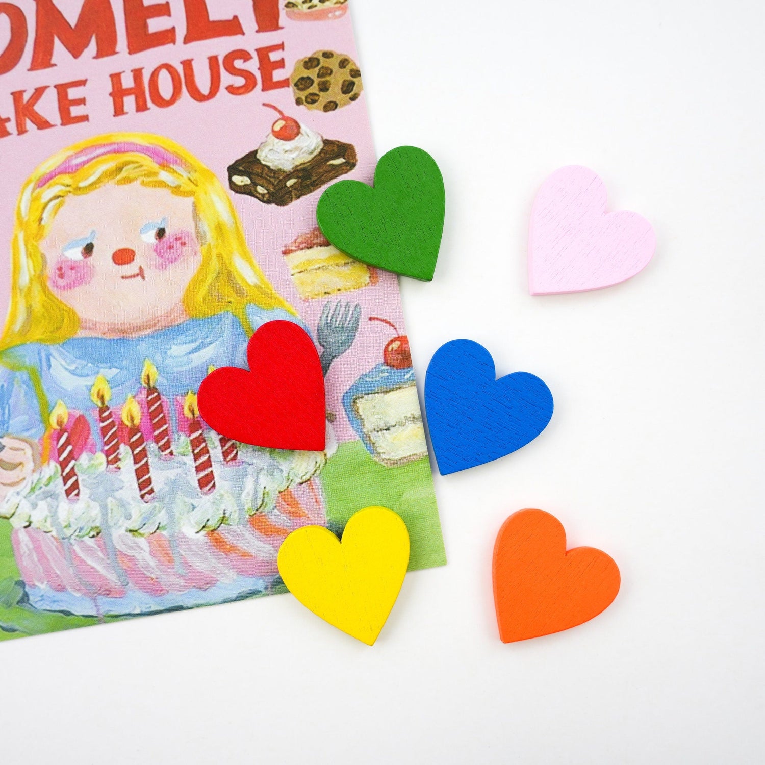 Colourful I LOVE YOU Wood Heart Pin - Mini Story Co