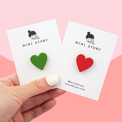 Colourful I LOVE YOU Wood Heart Pin - Mini Story Co