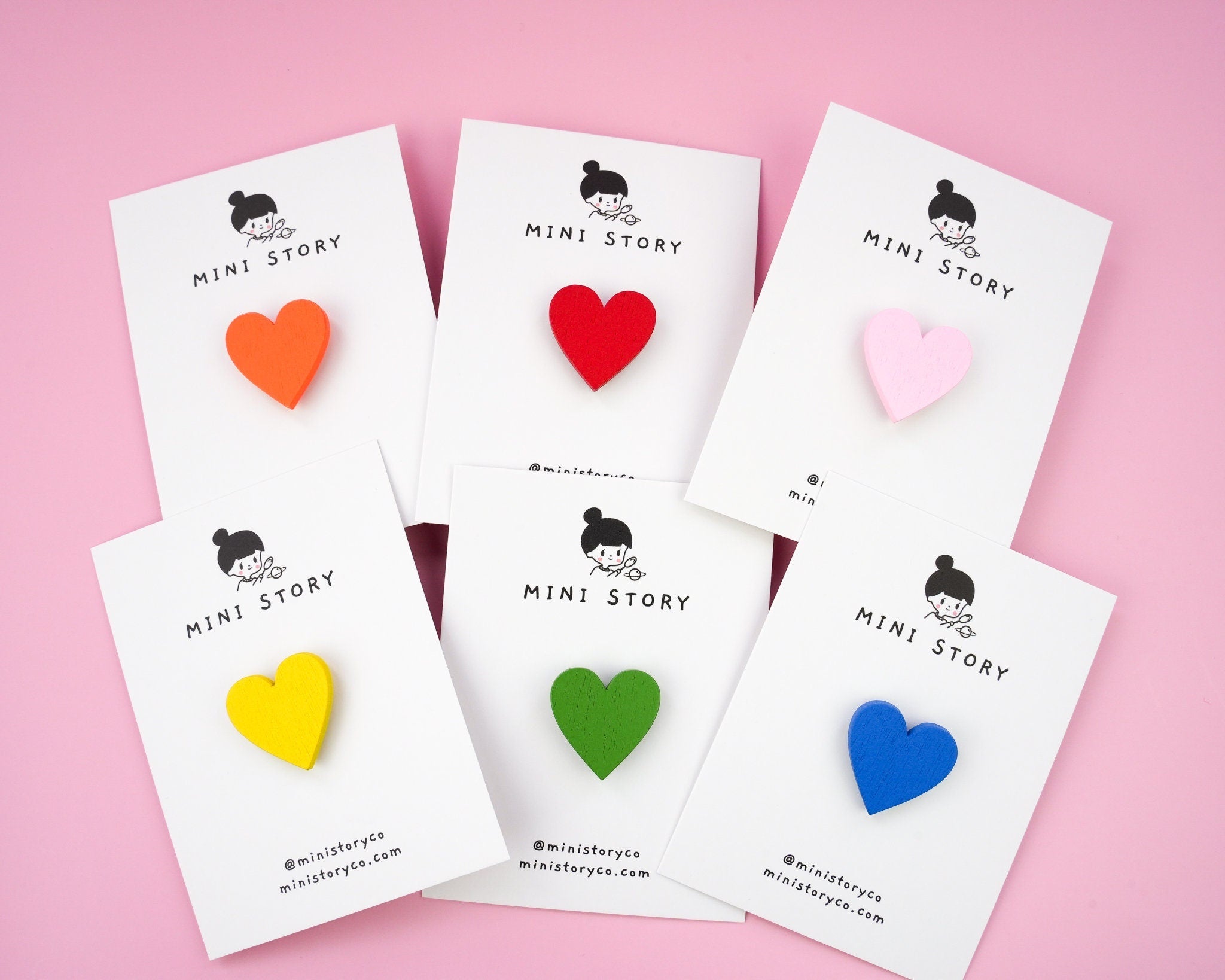 Colourful I LOVE YOU Wood Heart Pin - Mini Story Co