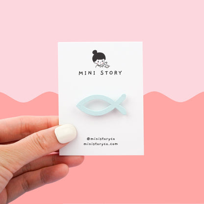 Fish Pin Badge | Cute Wooden Blue Fish Pin - Mini Story Co