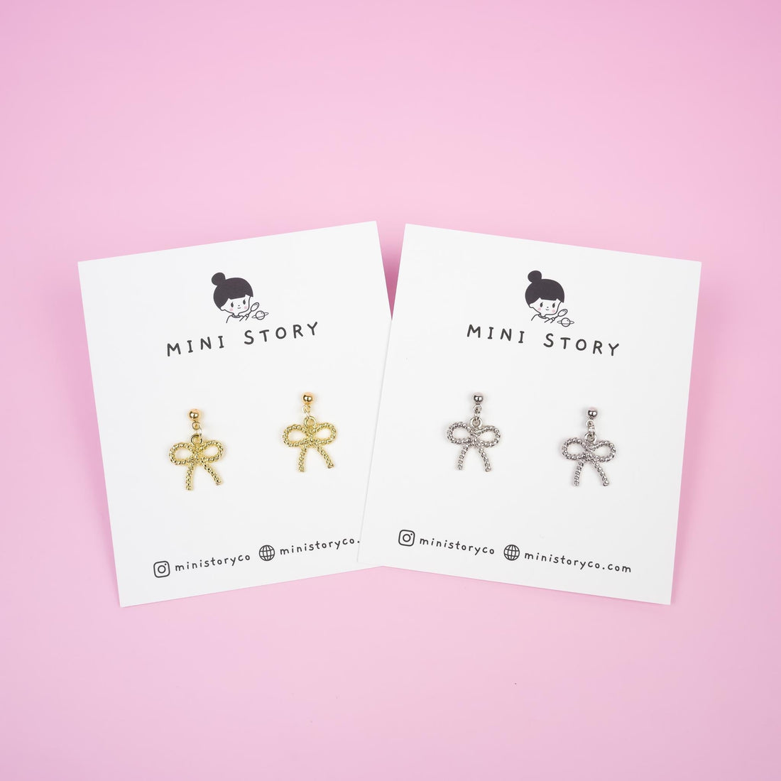 Gold Bow Dangle Earrings - Mini Story Co