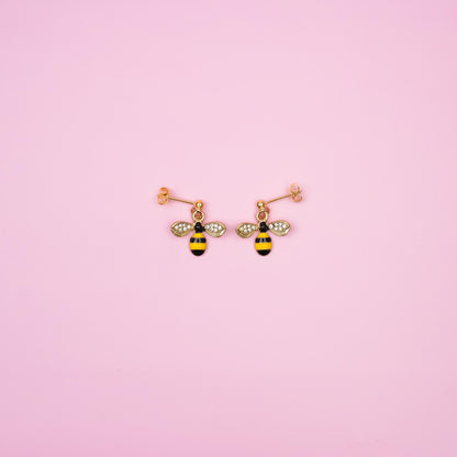 Gold Bumblebee Dangle Earrings - Mini Story Co