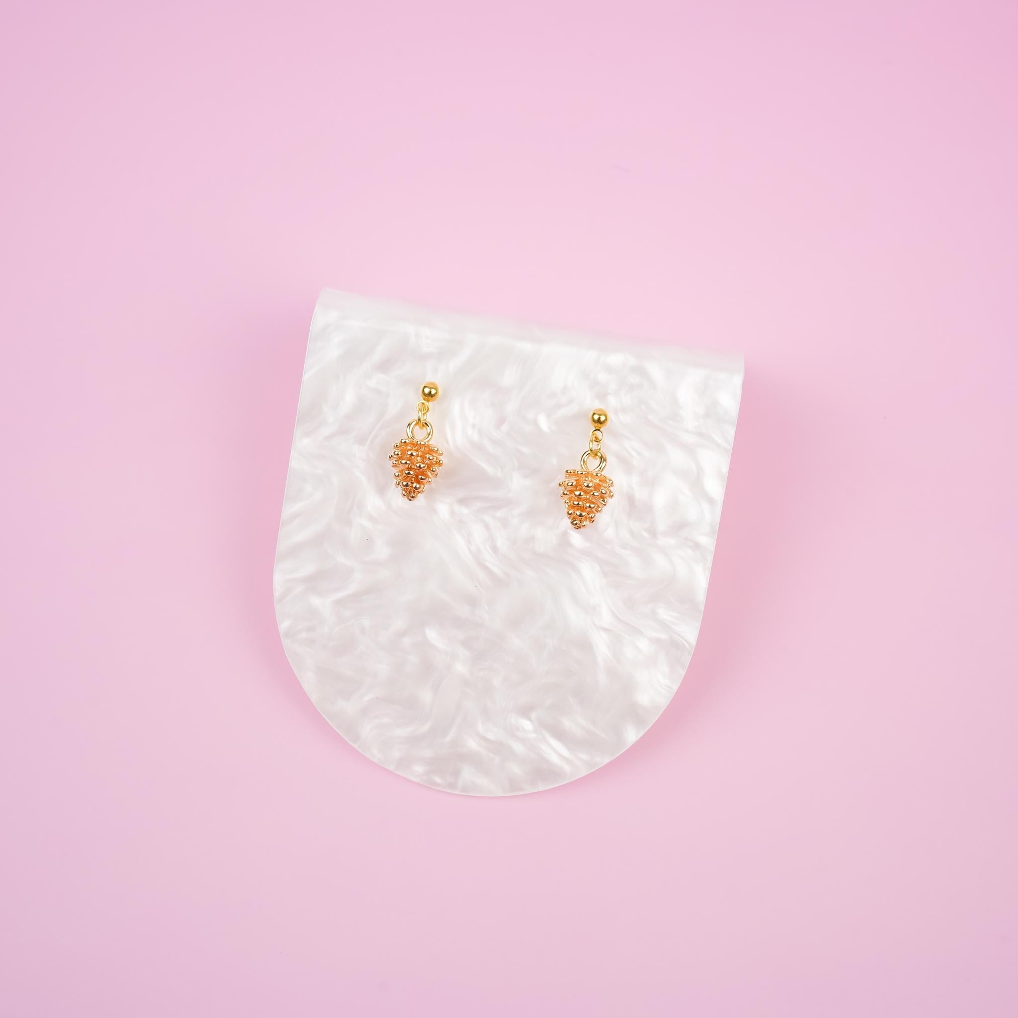 Gold Pinecone Dangle Earrings - Mini Story Co