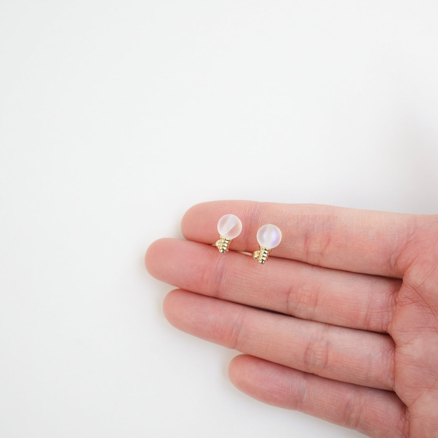 Gold Light Bulb Stud Earrings