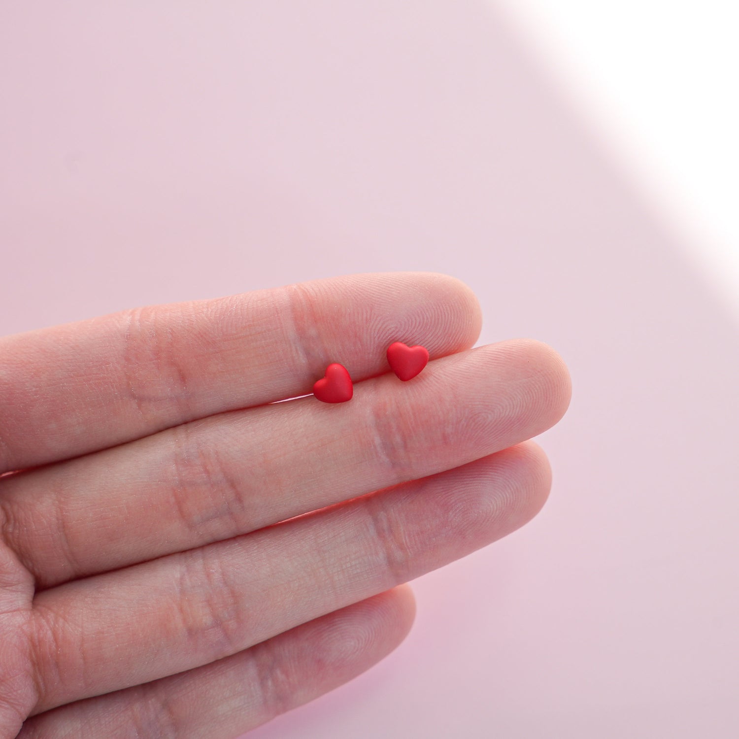 Tiny Red Heart Studs Earrings