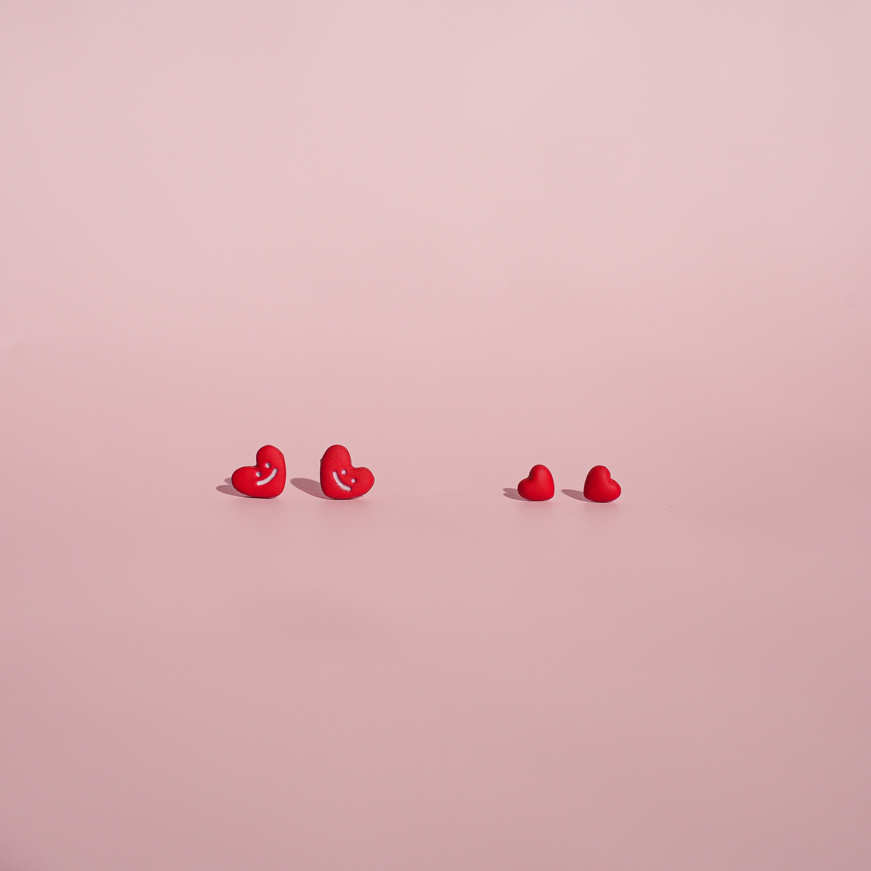 Tiny Red Heart Studs Earrings