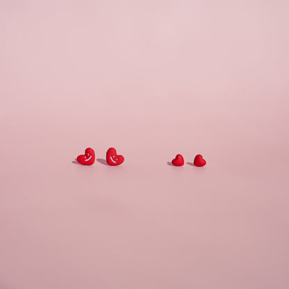 Tiny Red Heart Studs Earrings