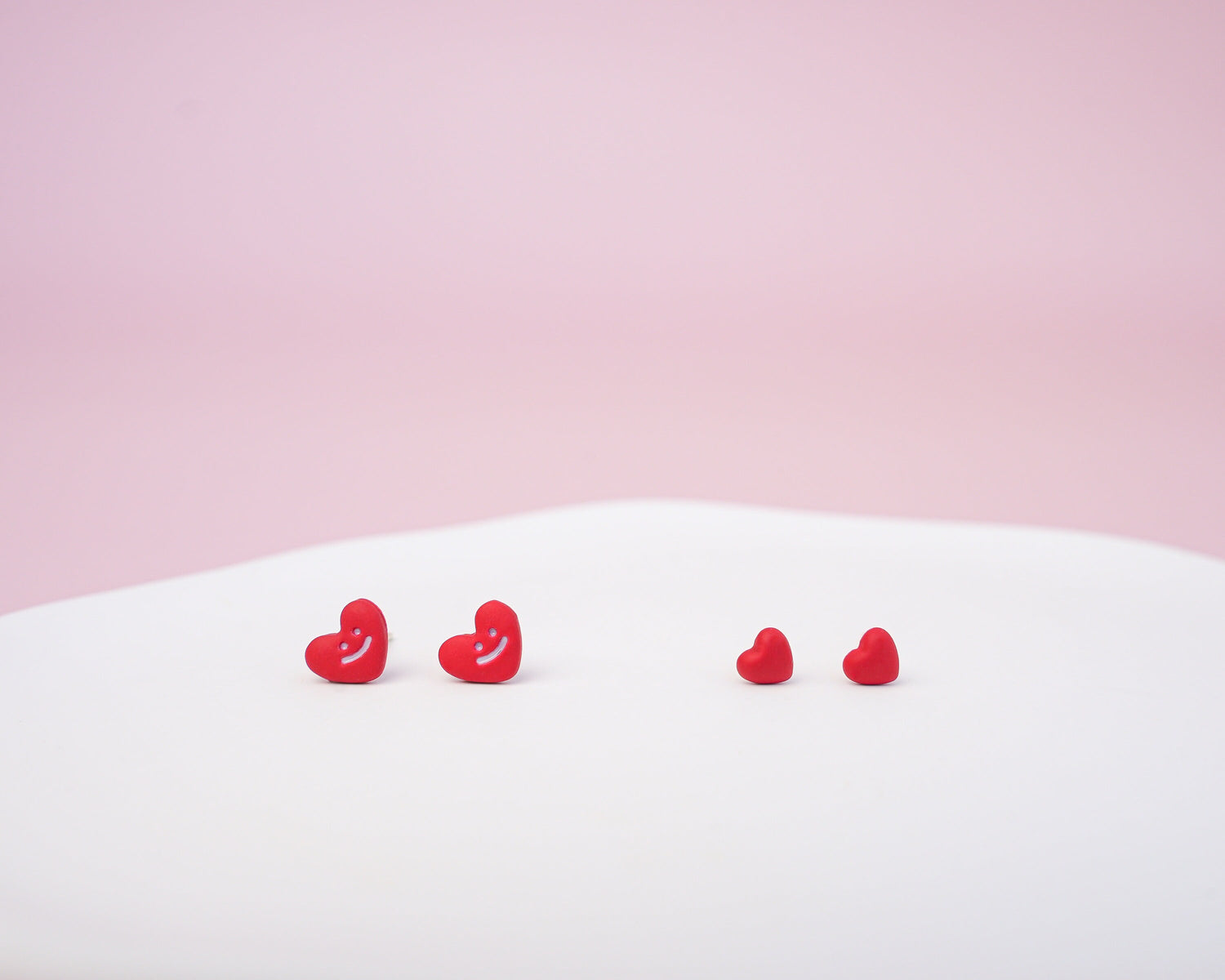 Tiny Red Heart Studs Earrings