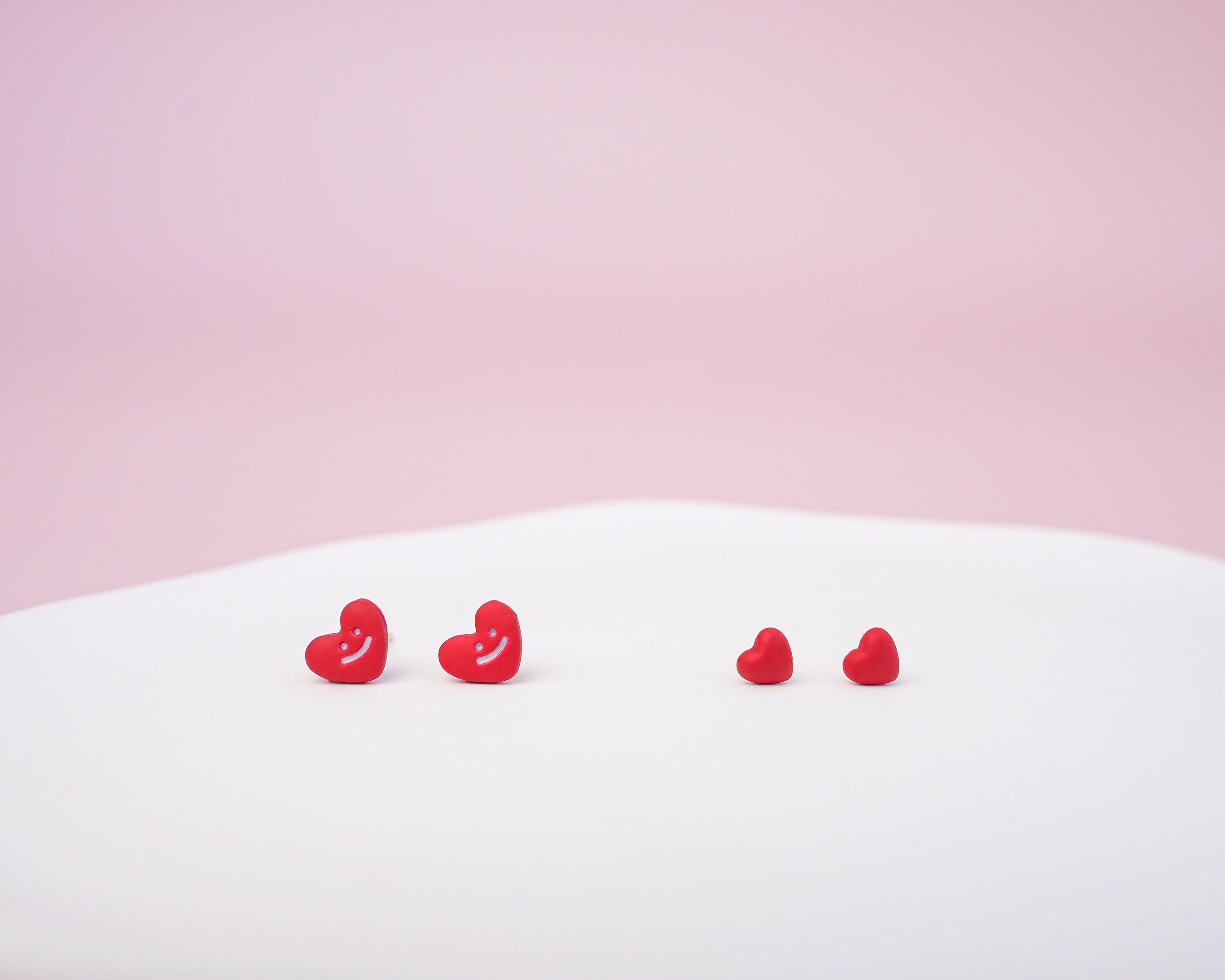 Tiny Red Heart Studs Earrings