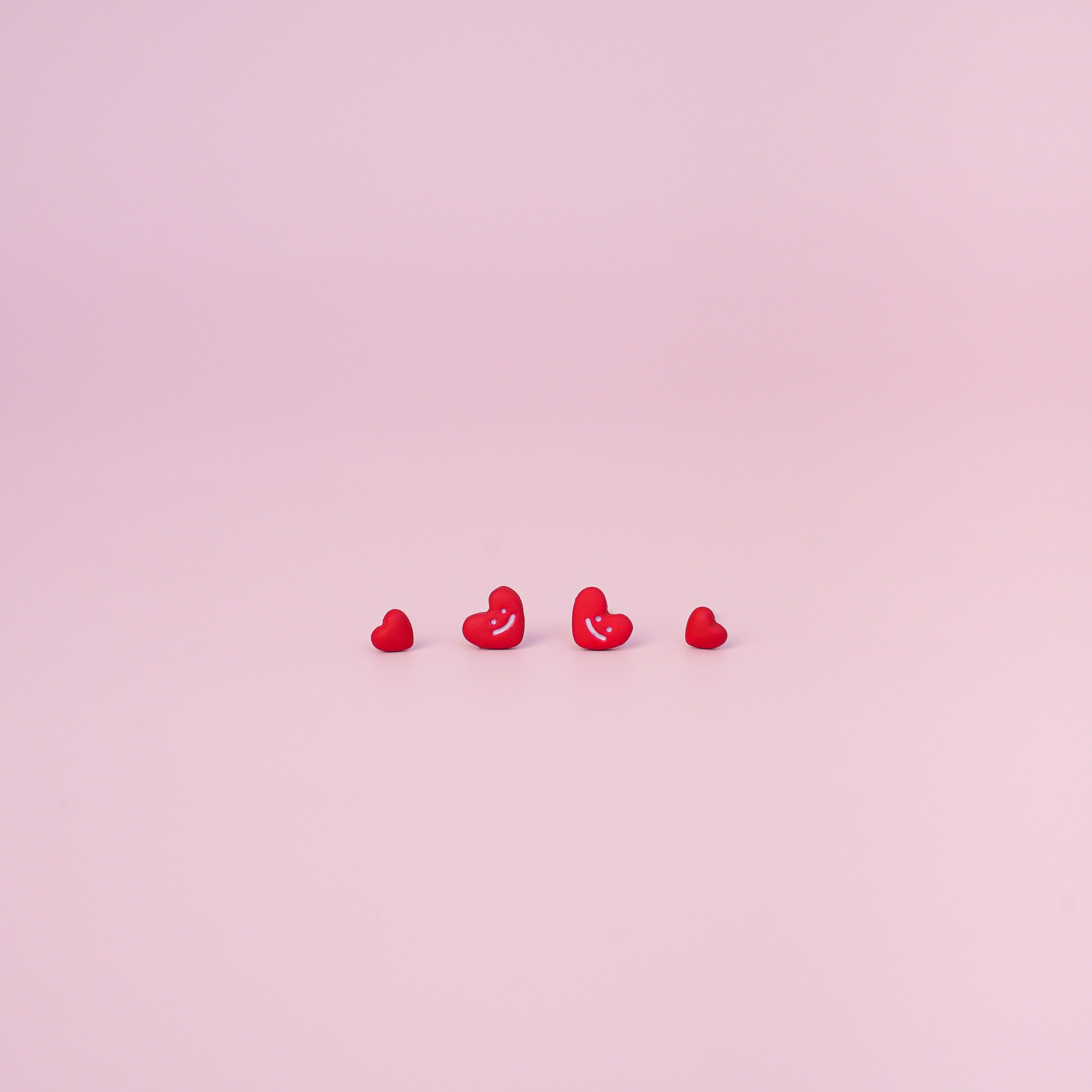 Tiny Red Heart Studs Earrings