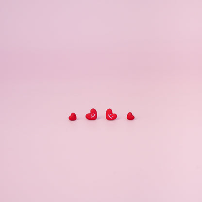 Tiny Red Heart Studs Earrings