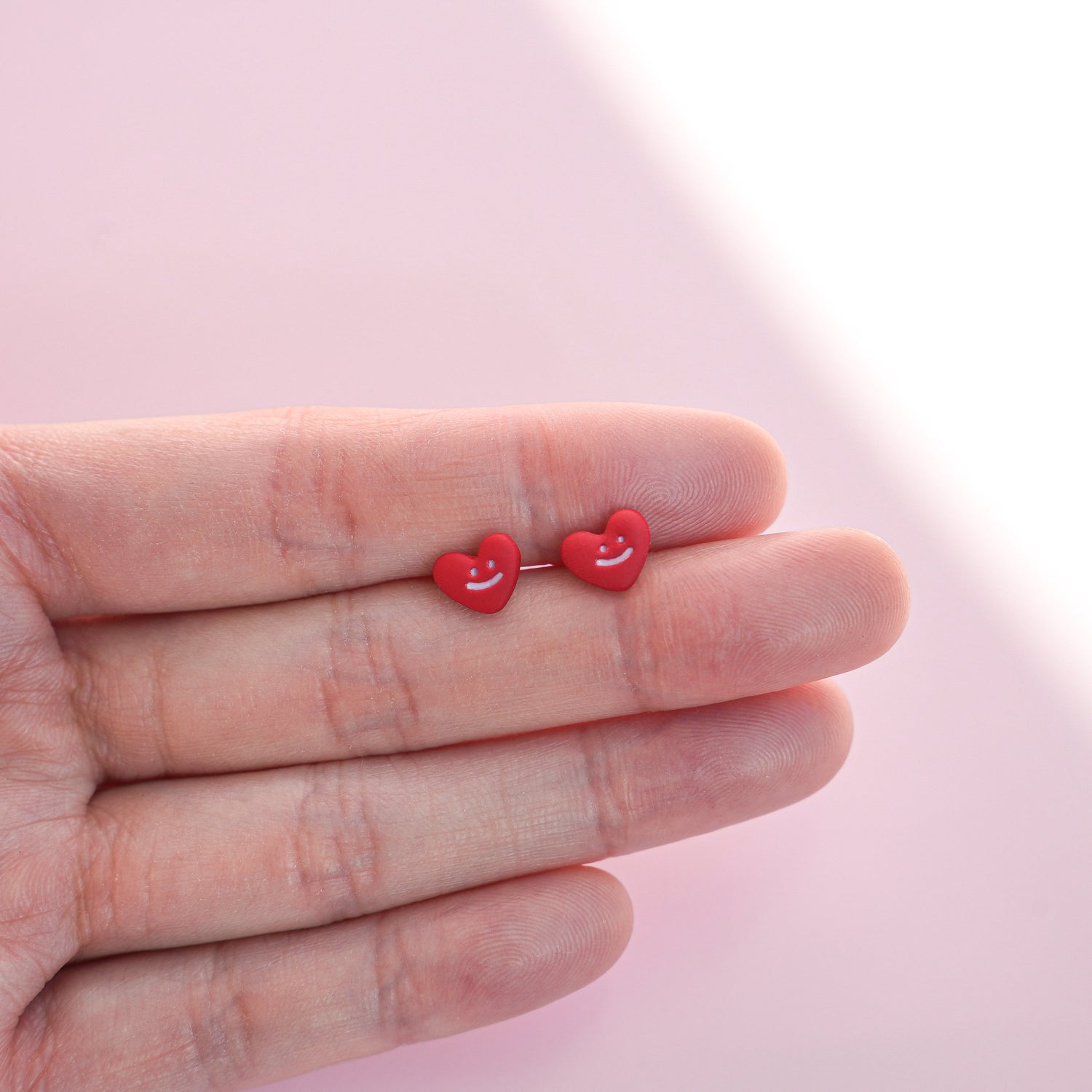 Tiny Red Heart Studs Earrings