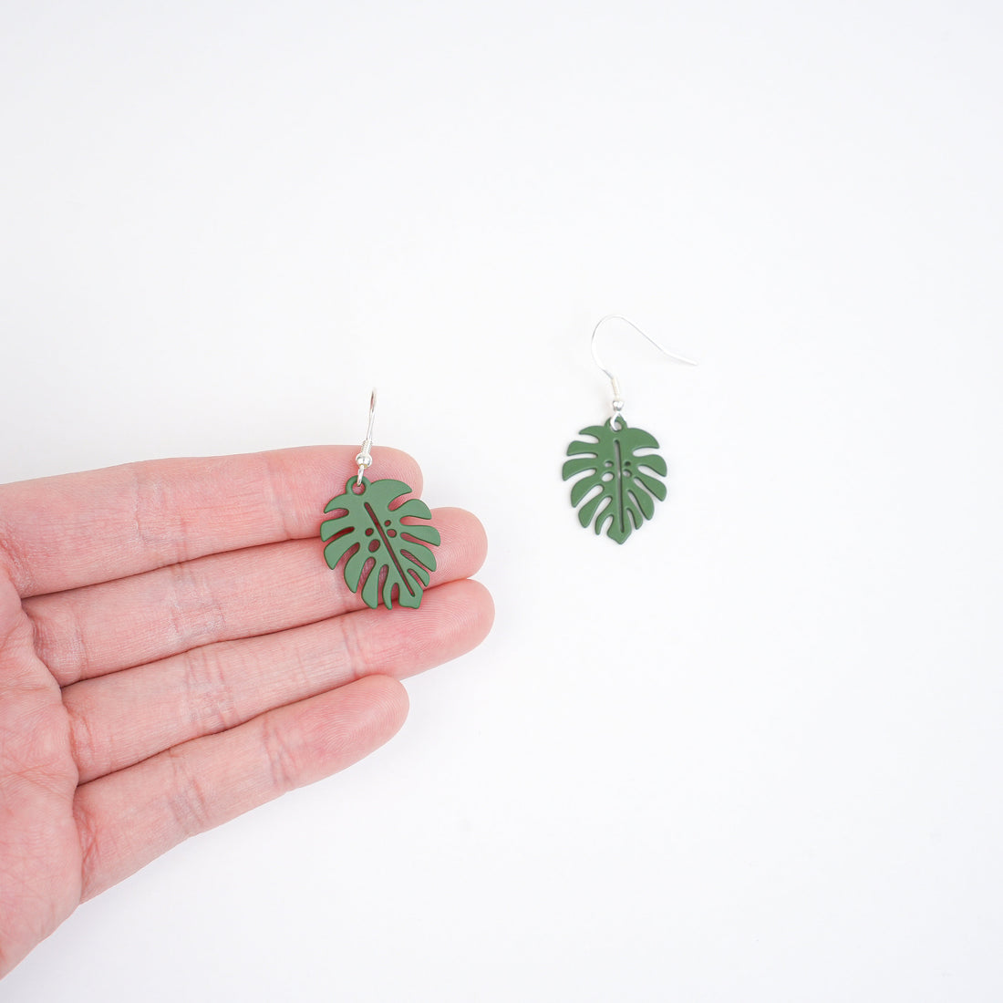 Green Leaf Dangle Earrings