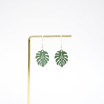 Green Leaf Dangle Earrings