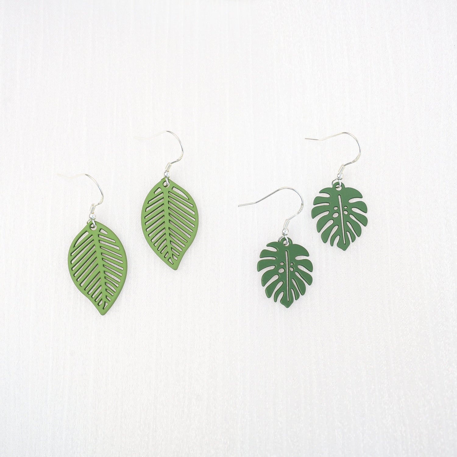 Green Leaf Dangle Earrings