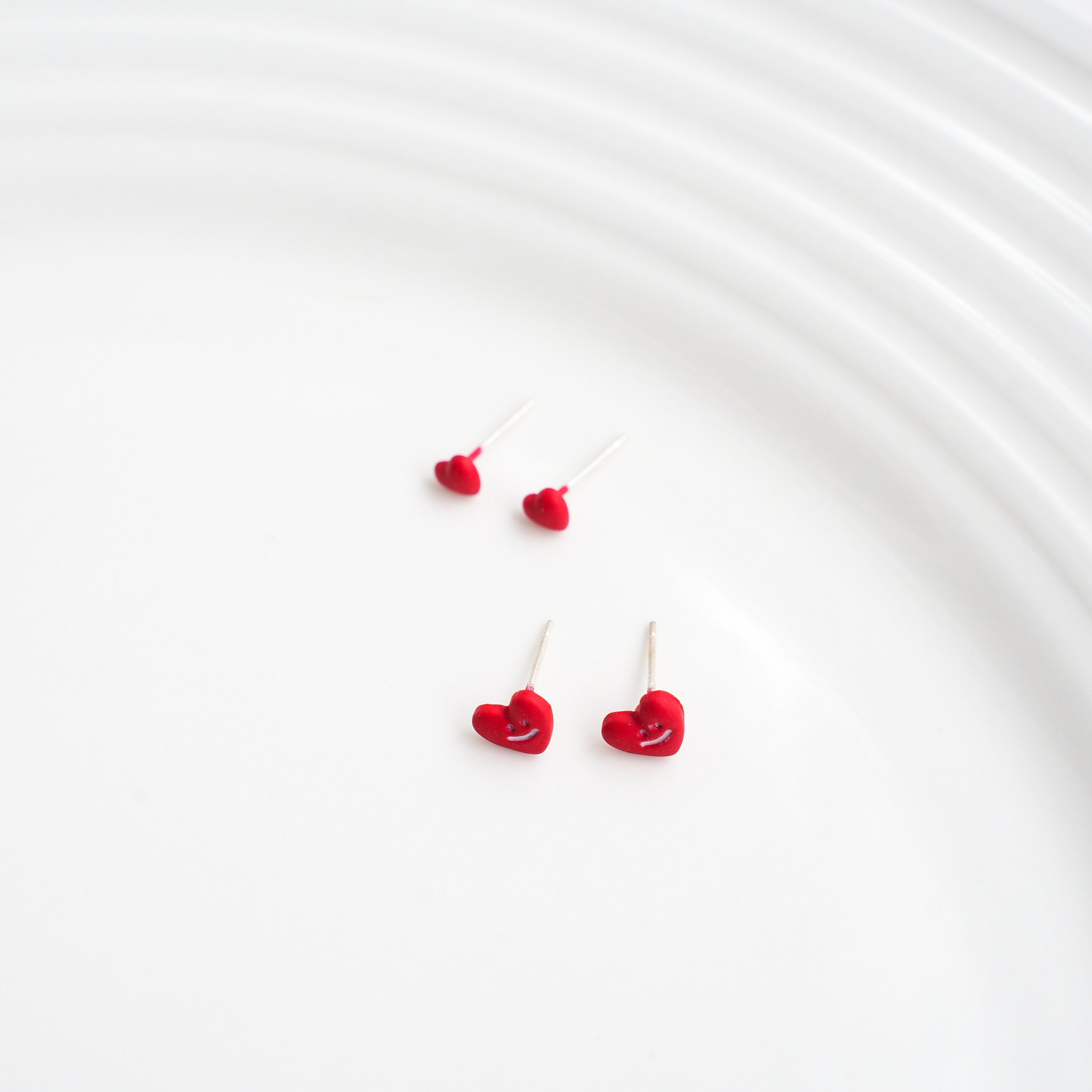 Tiny Red Heart Studs Earrings