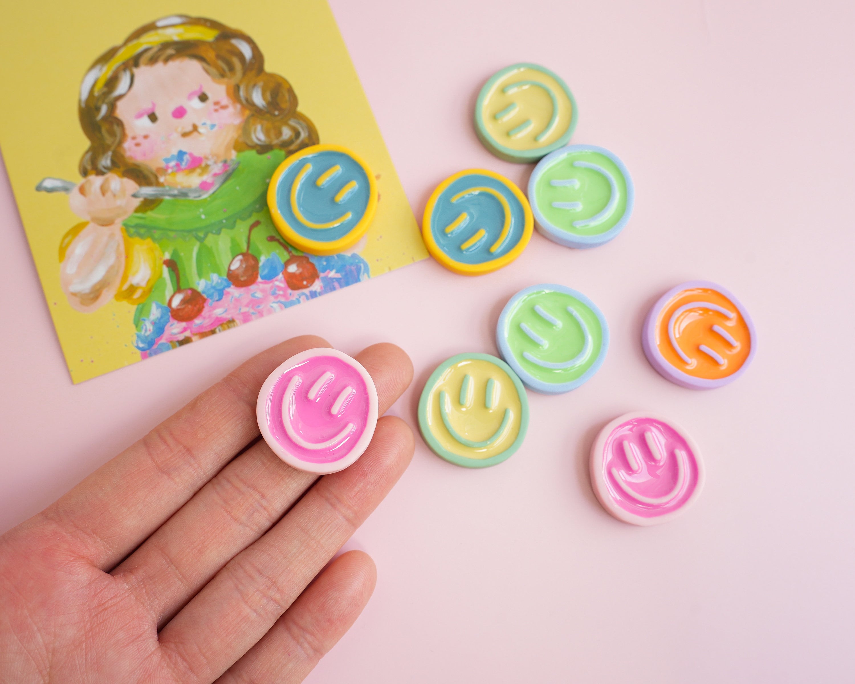 Pastel Smiley Face Pin