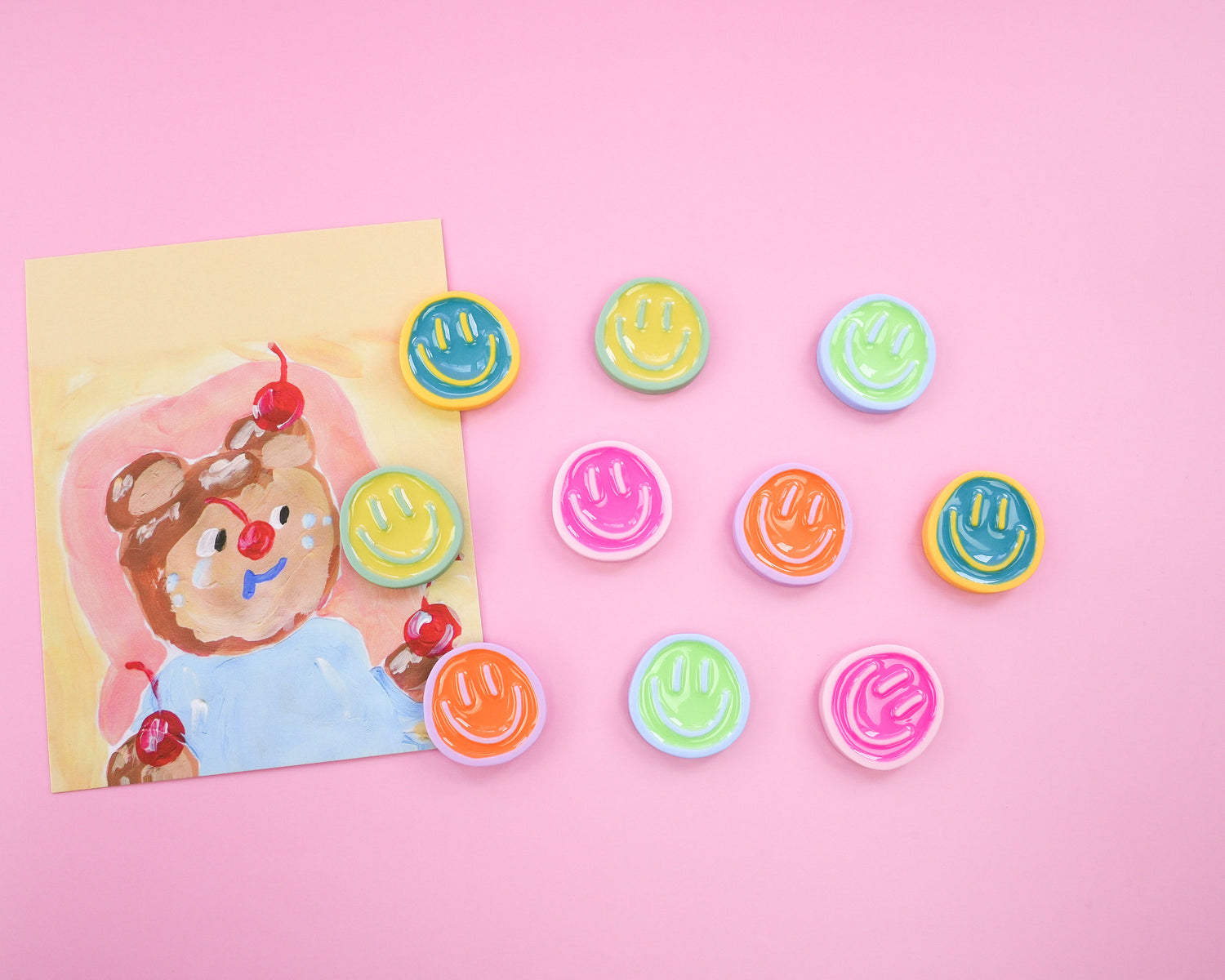 Pastel Smiley Face Pin